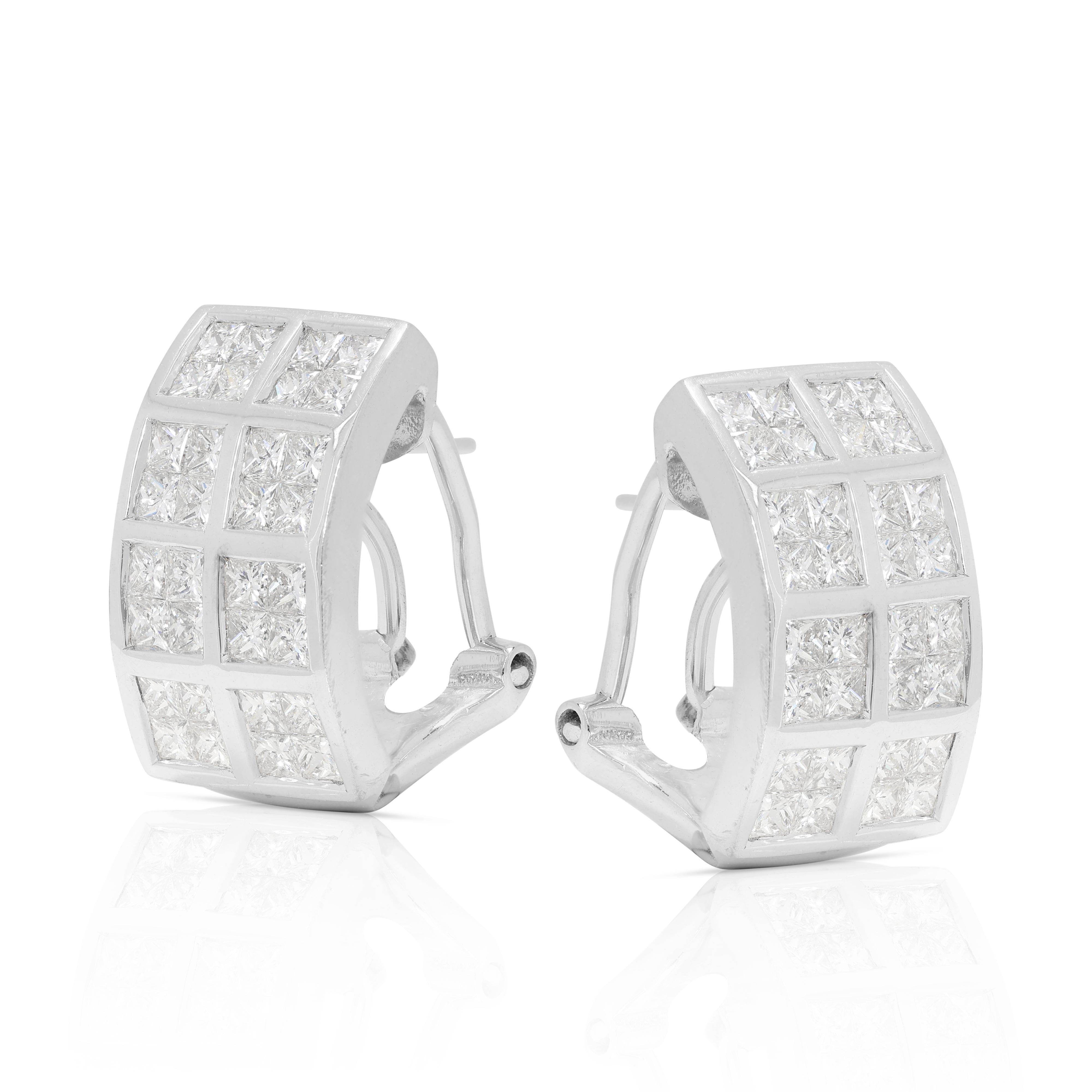 Preciosos Pendientes de Diamante Natural Brillante Redondo de 2,95ct en Oro Blanco de 18K Corte redondo en venta