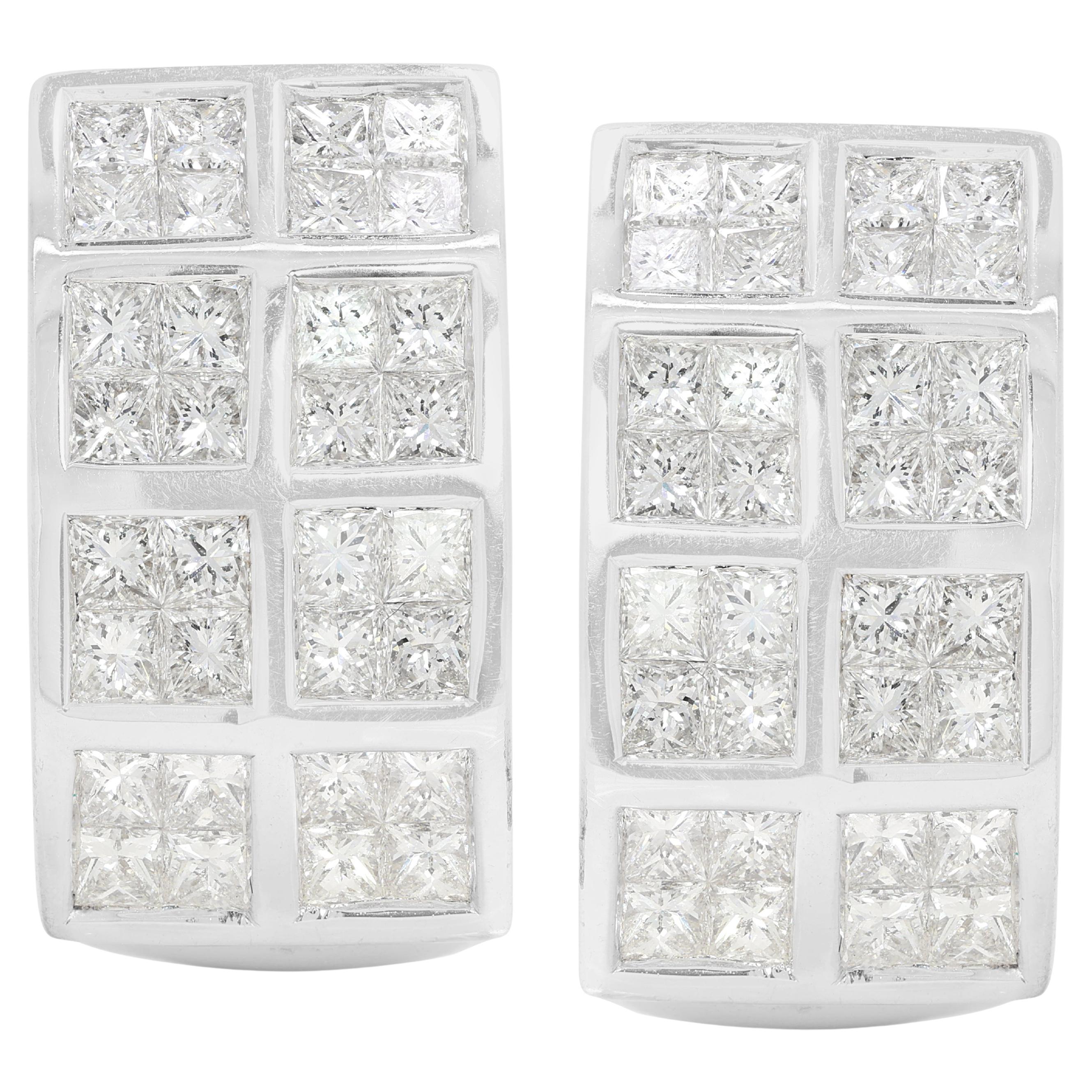 Preciosos Pendientes de Diamante Natural Brillante Redondo de 2,95ct en Oro Blanco de 18K en venta