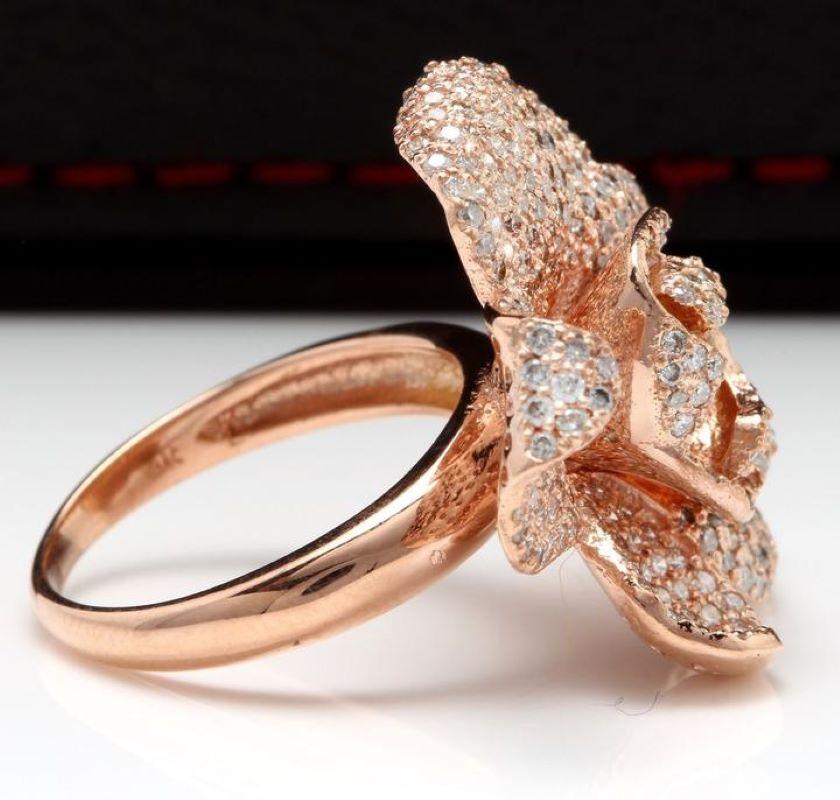 Round Cut Beautiful 3.00 Carat Natural Diamond 14 Karat Solid Rose Gold Ring For Sale