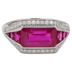 Sophia D. 3.52 Carat Ruby and Diamond Art Deco Platinum Ring