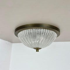 beautiful 35cm ice glass and brass ceiling Light Kalmar Style, Germany, 1980s