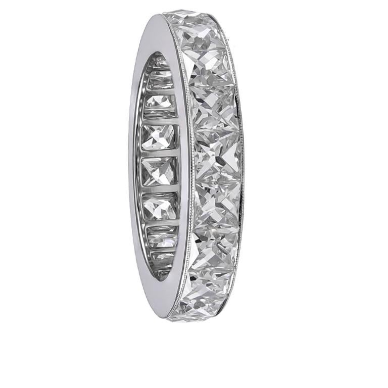 French Cut Sophia D. 3.61 Carat All Diamond Platinum Eternity Ring Band For Sale
