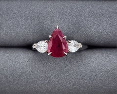 Beautiful 4.02 Carat GIA Certified Natural Burma Ruby and Diamond Ring, Platinum