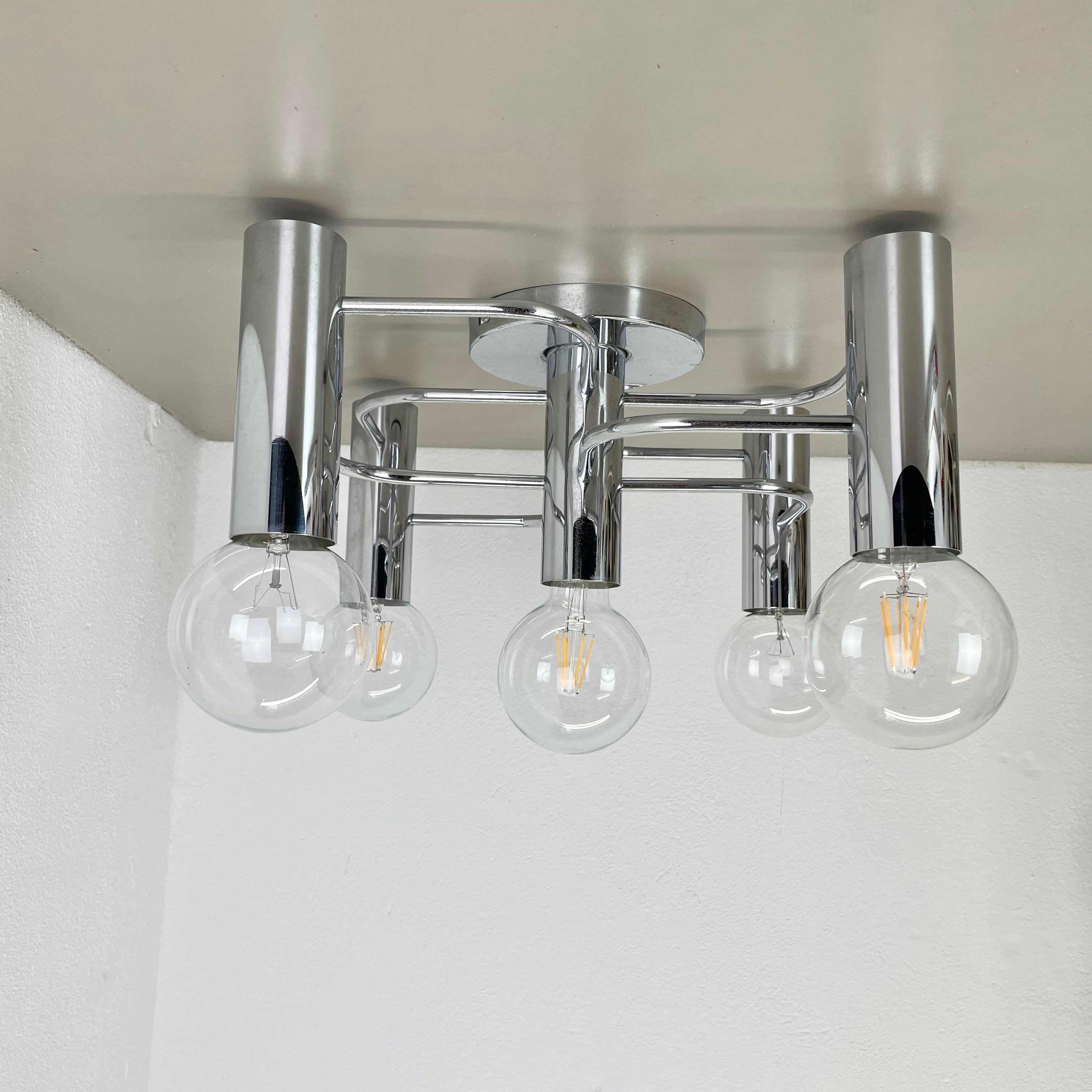 Precioso Aplique de Techo Sciolari de 5 Luces de LEOLA Leuchten Alemania Años 70 Moderno de mediados de siglo en venta