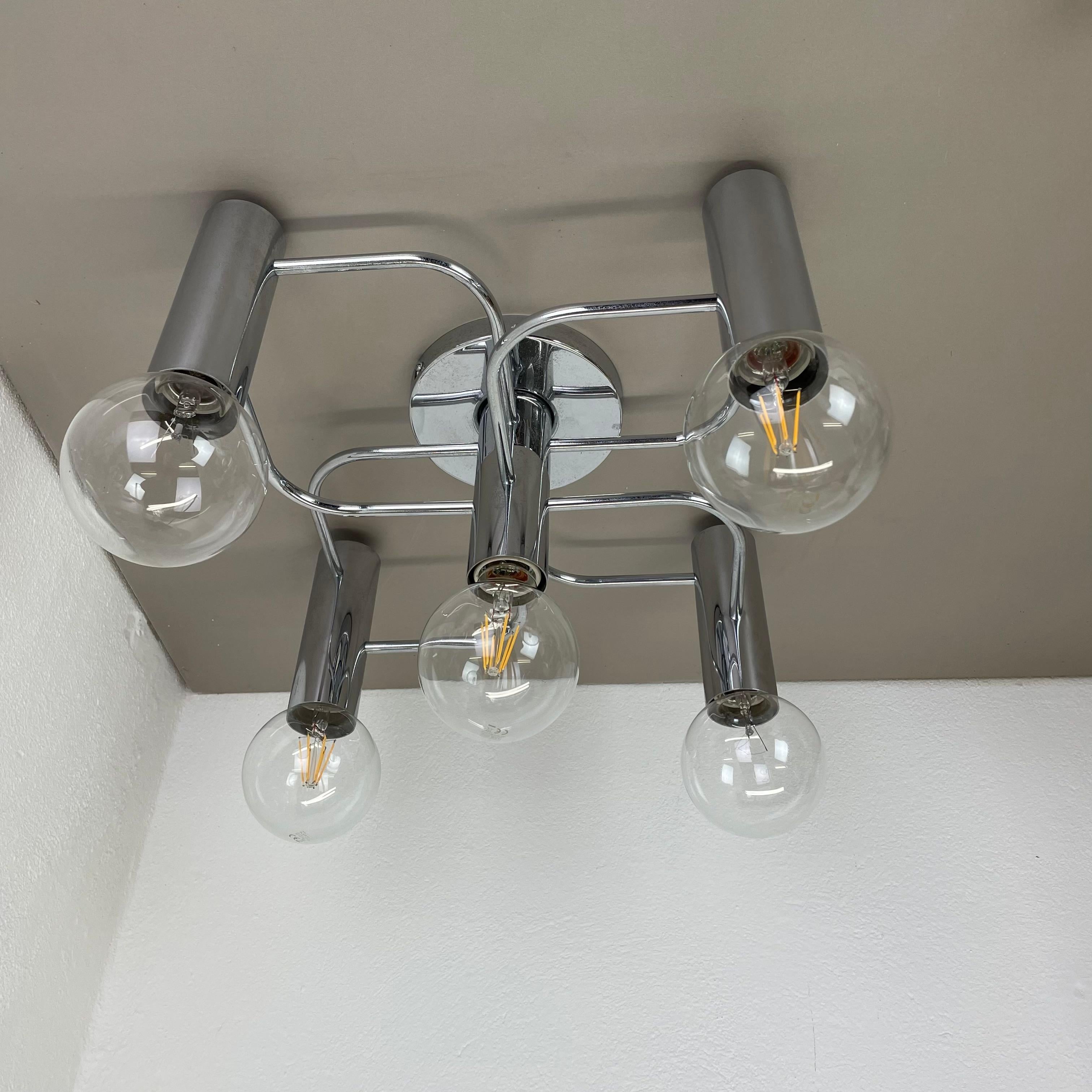 Precioso Aplique de Techo Sciolari de 5 Luces de LEOLA Leuchten Alemania Años 70 Alemán en venta