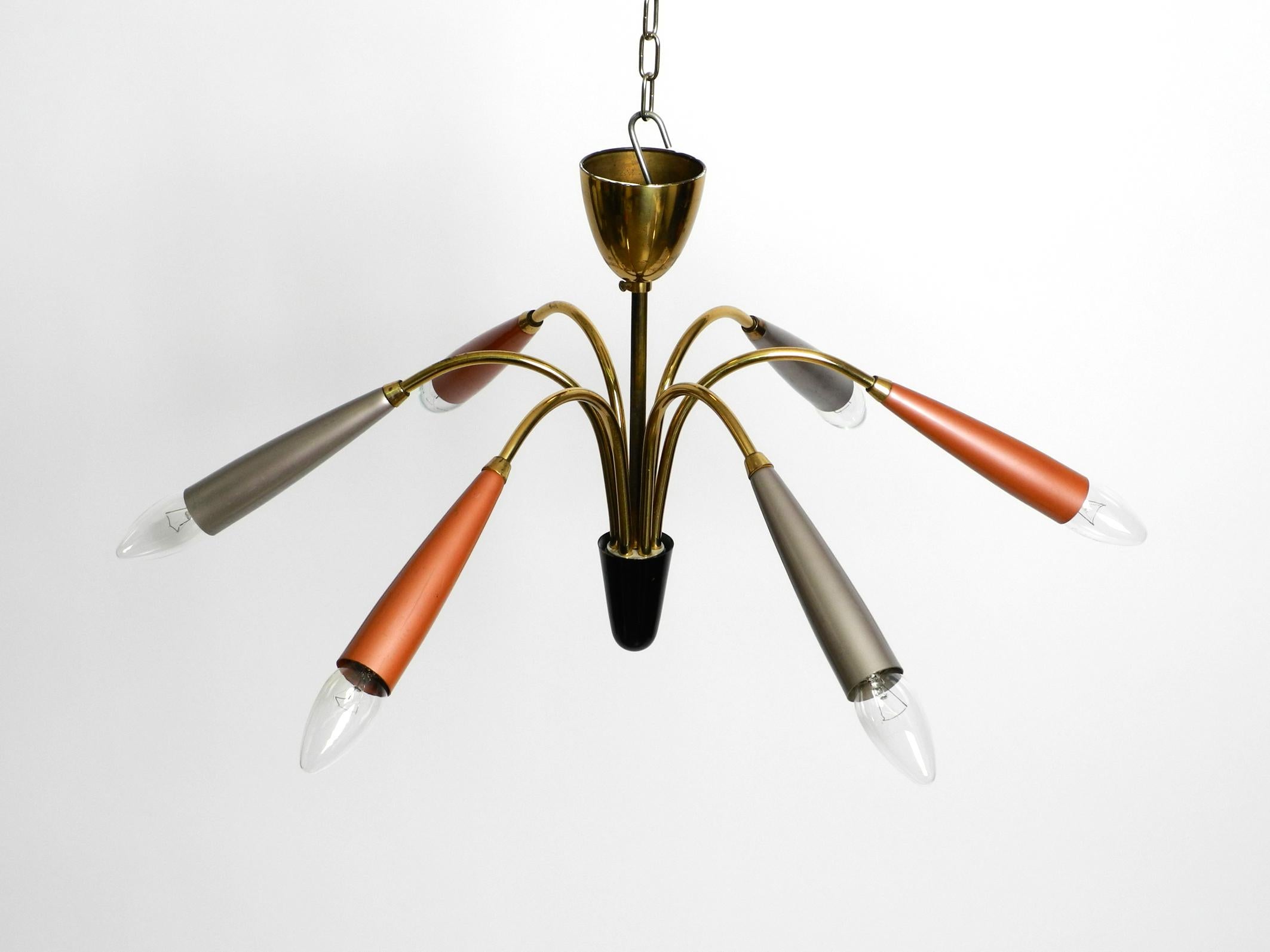 Mid-Century Modern Beautiful 6 arm Mid Century Modern brass Sputnik chandelier For Sale
