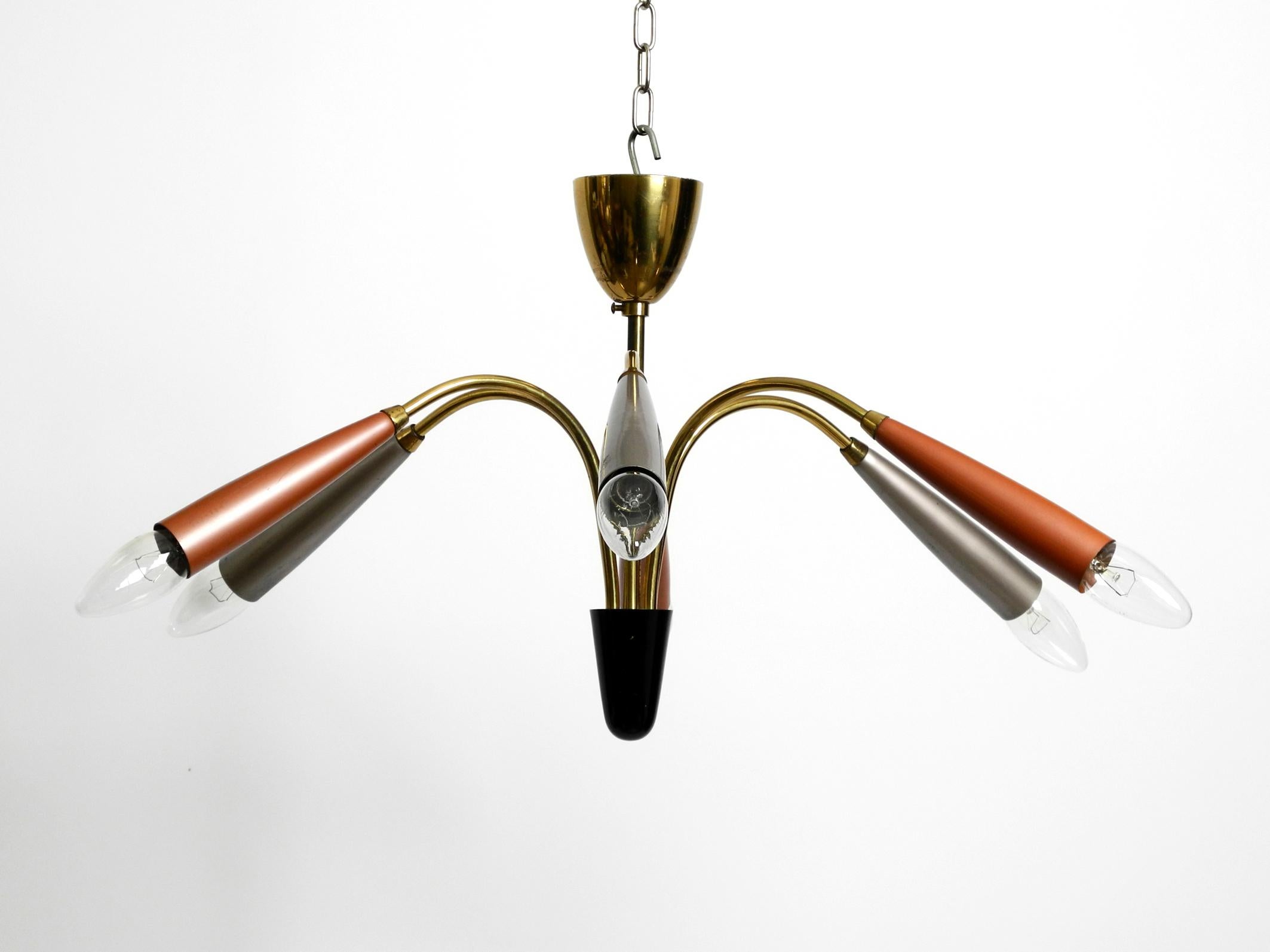 German Beautiful 6 arm Mid Century Modern brass Sputnik chandelier For Sale