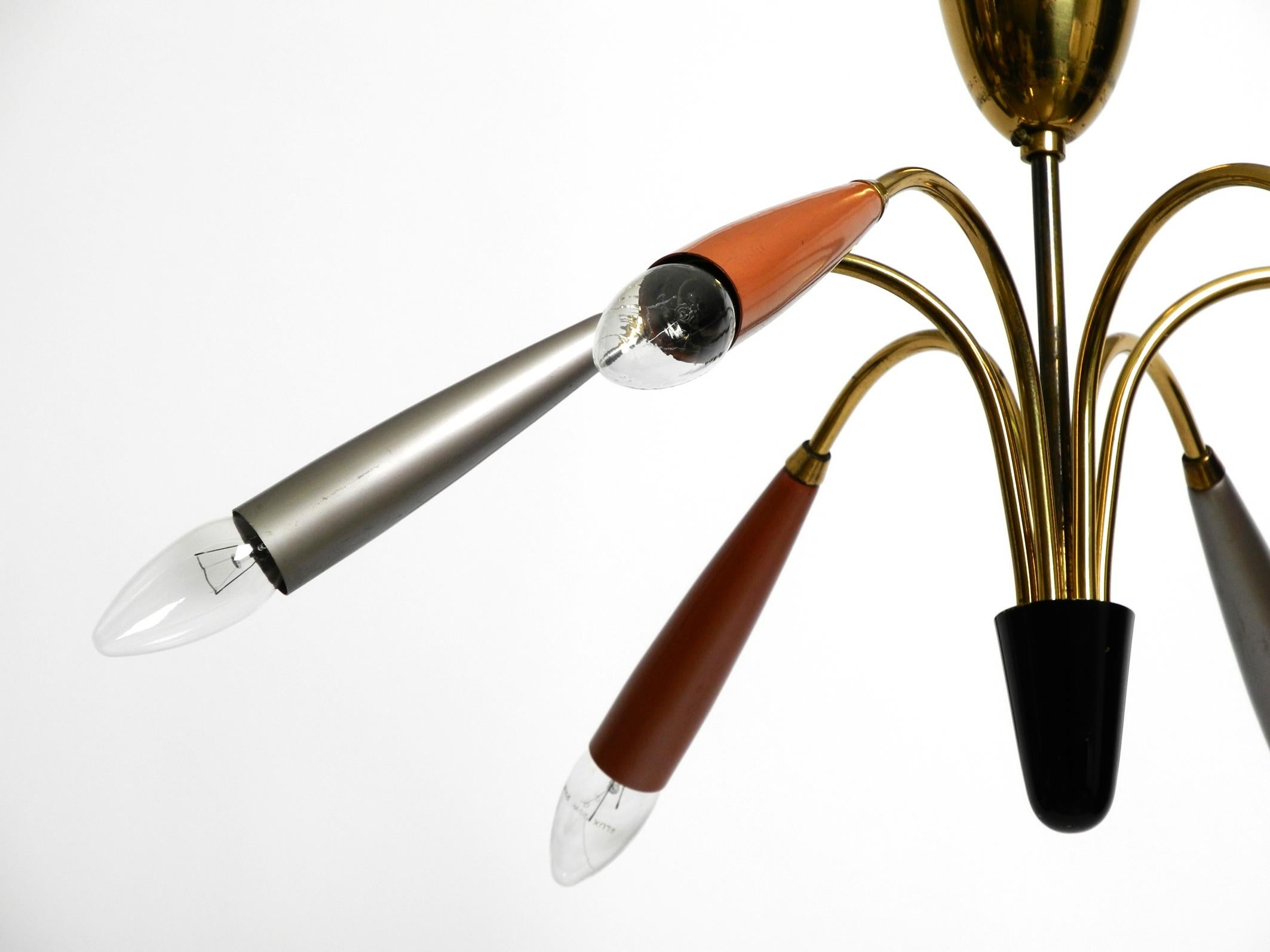 Mid-20th Century Beautiful 6 arm Mid Century Modern brass Sputnik chandelier For Sale
