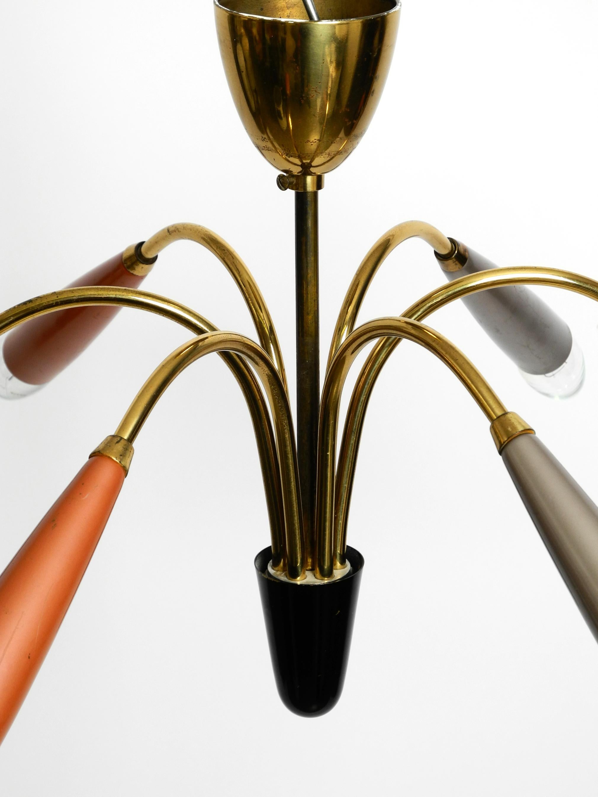 Metal Beautiful 6 arm Mid Century Modern brass Sputnik chandelier For Sale