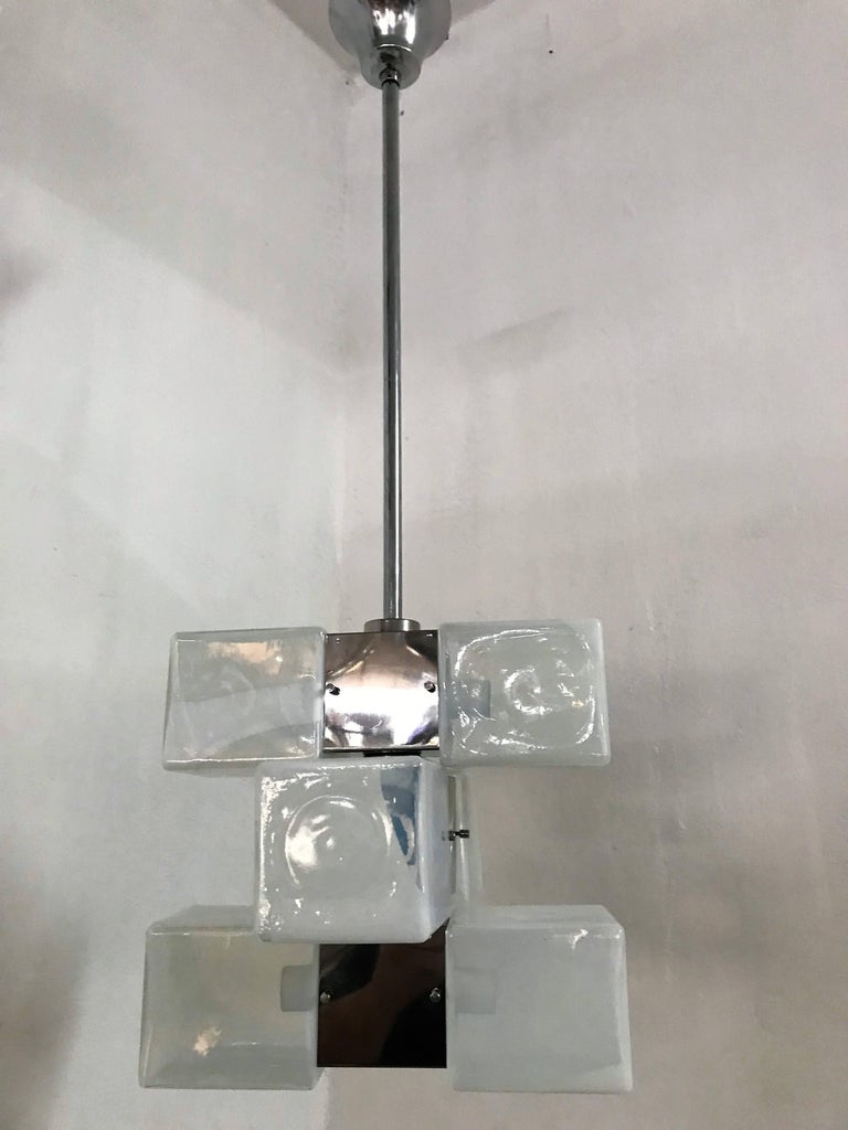 6 Light Mid-Century Modern Chandelier by Carlo Nason for Mazzega in Murano Glass For Sale 1