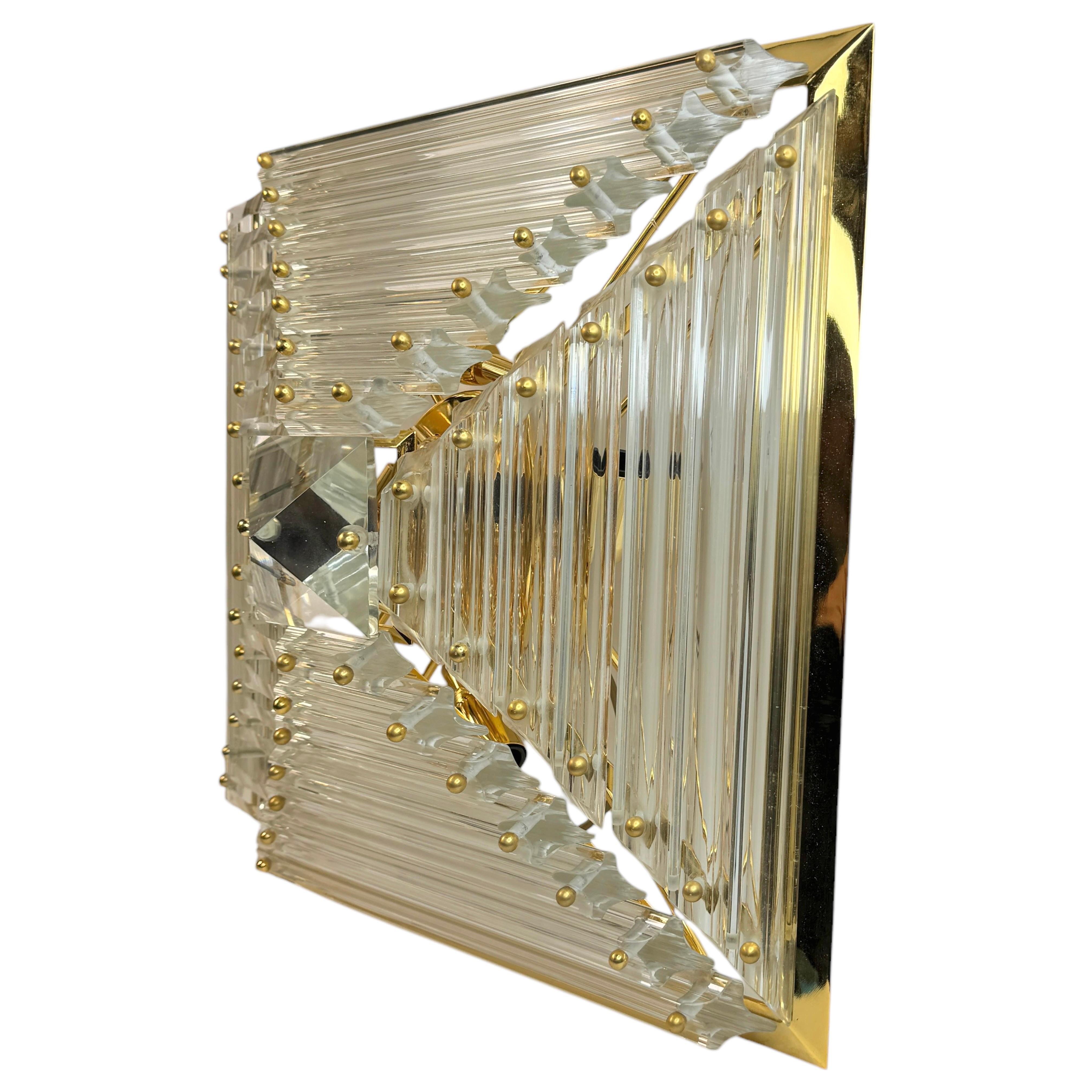 Magnifique lustre pyramide en verre de Murano à 6 lumières, Venini 1970 en vente 3