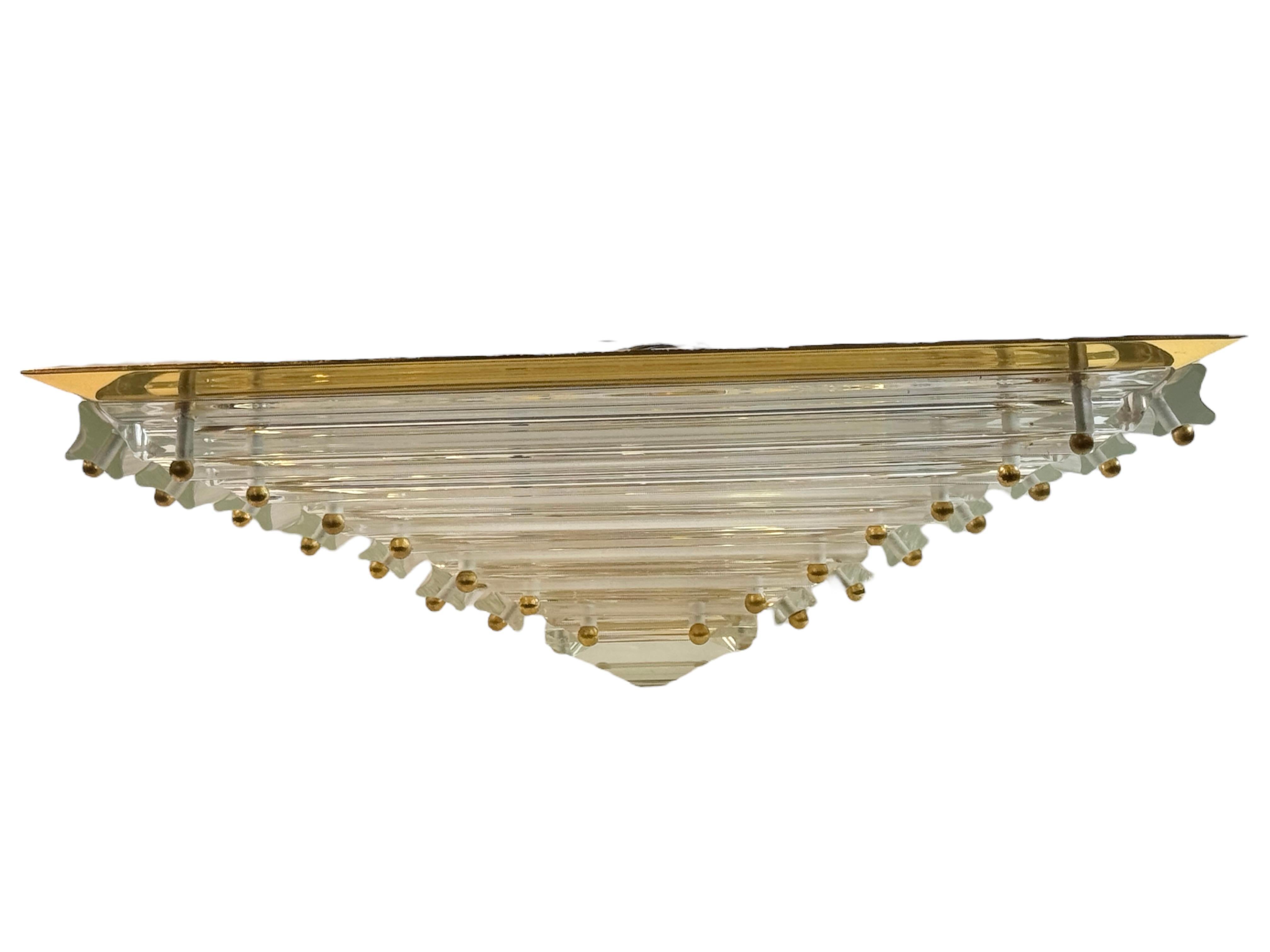 Magnifique lustre pyramide en verre de Murano à 6 lumières, Venini 1970 en vente 4