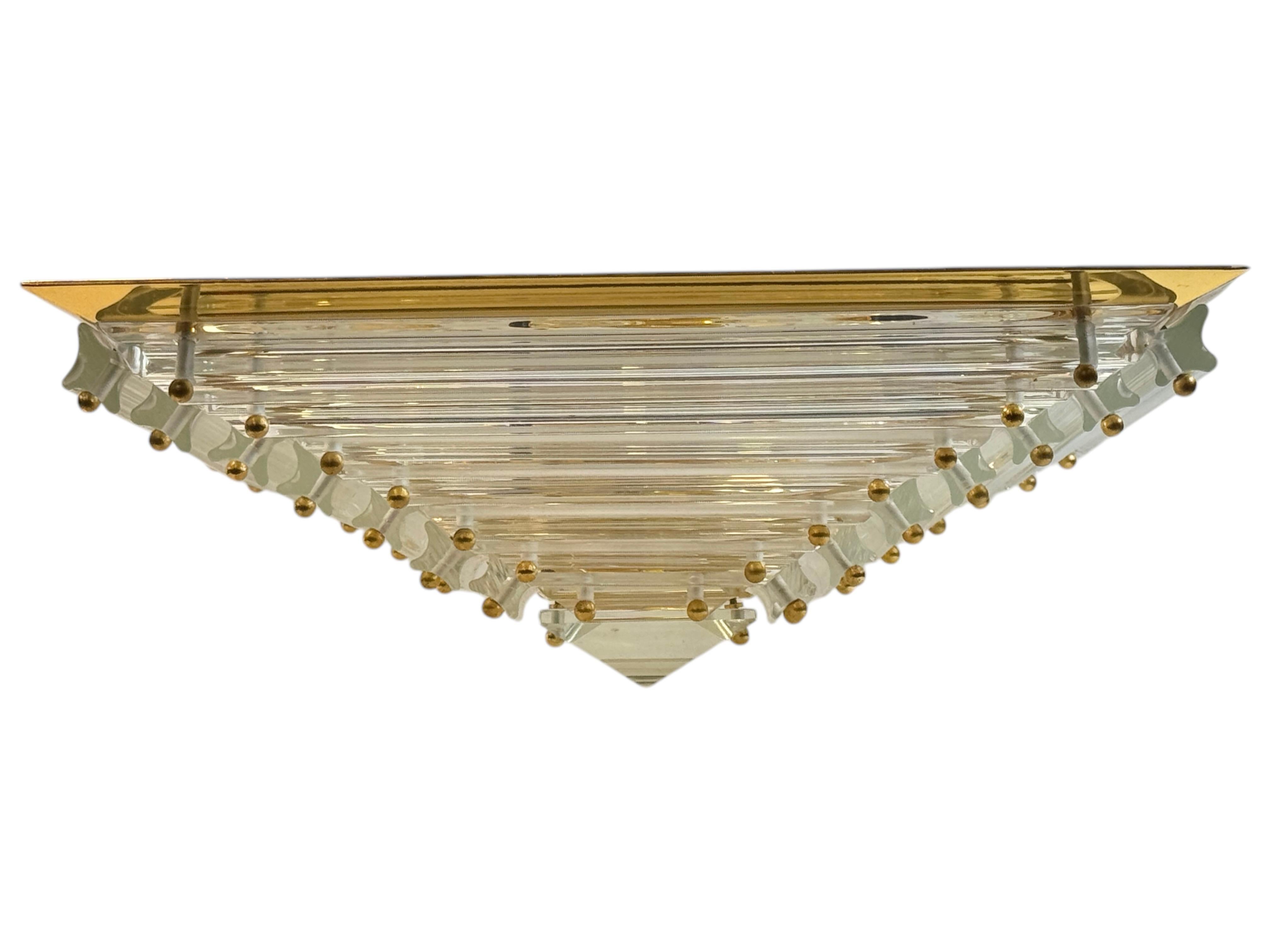 Magnifique lustre pyramide en verre de Murano à 6 lumières, Venini 1970 en vente 5