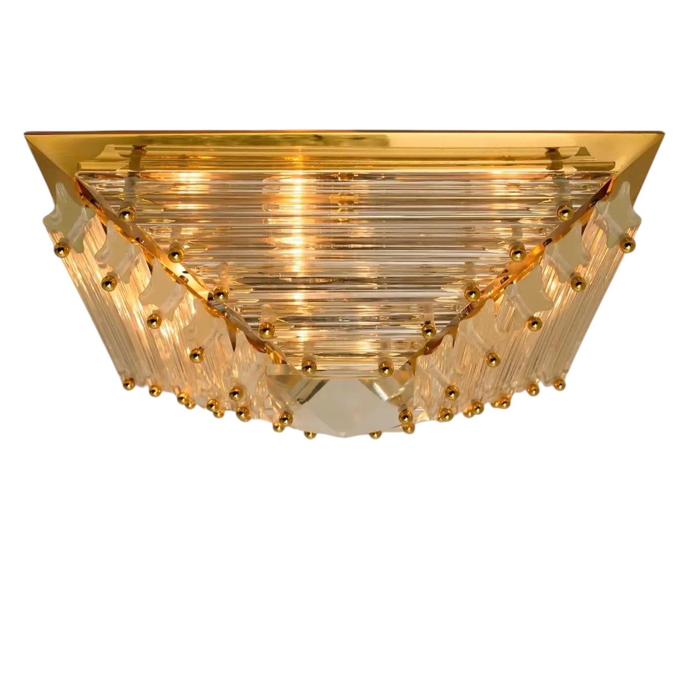 Magnifique lustre pyramide en verre de Murano à 6 lumières, Venini 1970 en vente 10