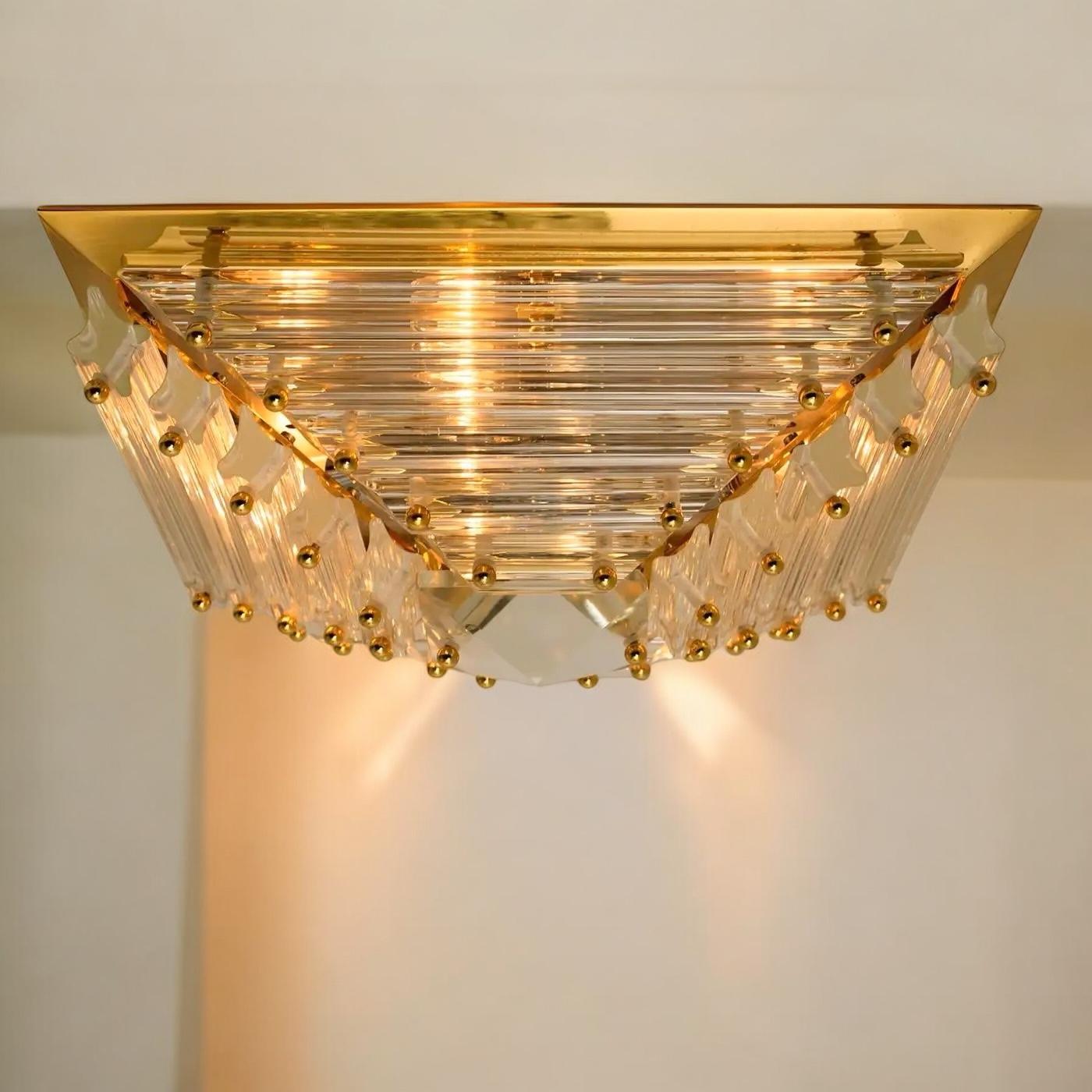 Magnifique lustre pyramide en verre de Murano à 6 lumières, Venini 1970 en vente 11