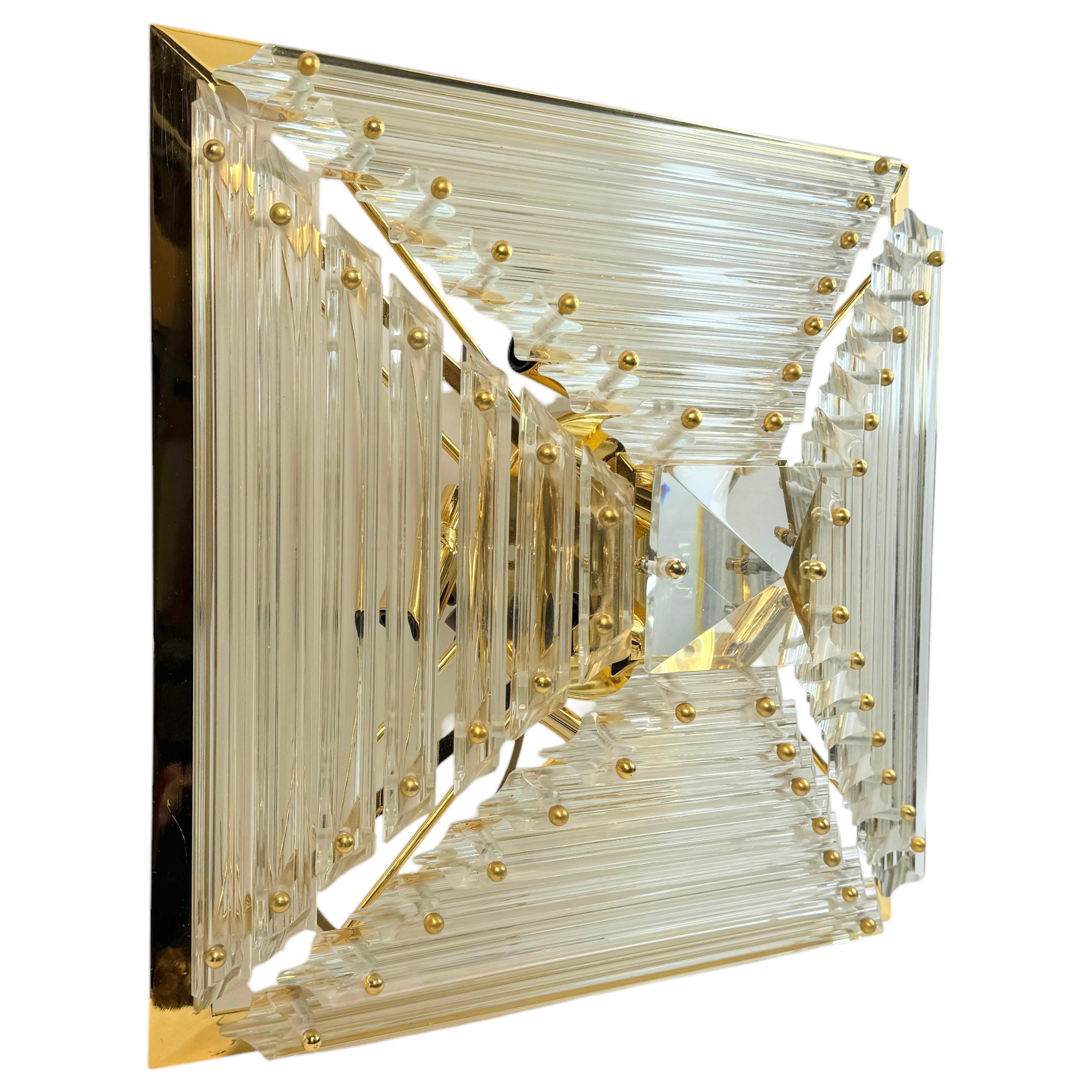 Magnifique lustre pyramide en verre de Murano à 6 lumières, Venini 1970 Bon état - En vente à Nuernberg, DE