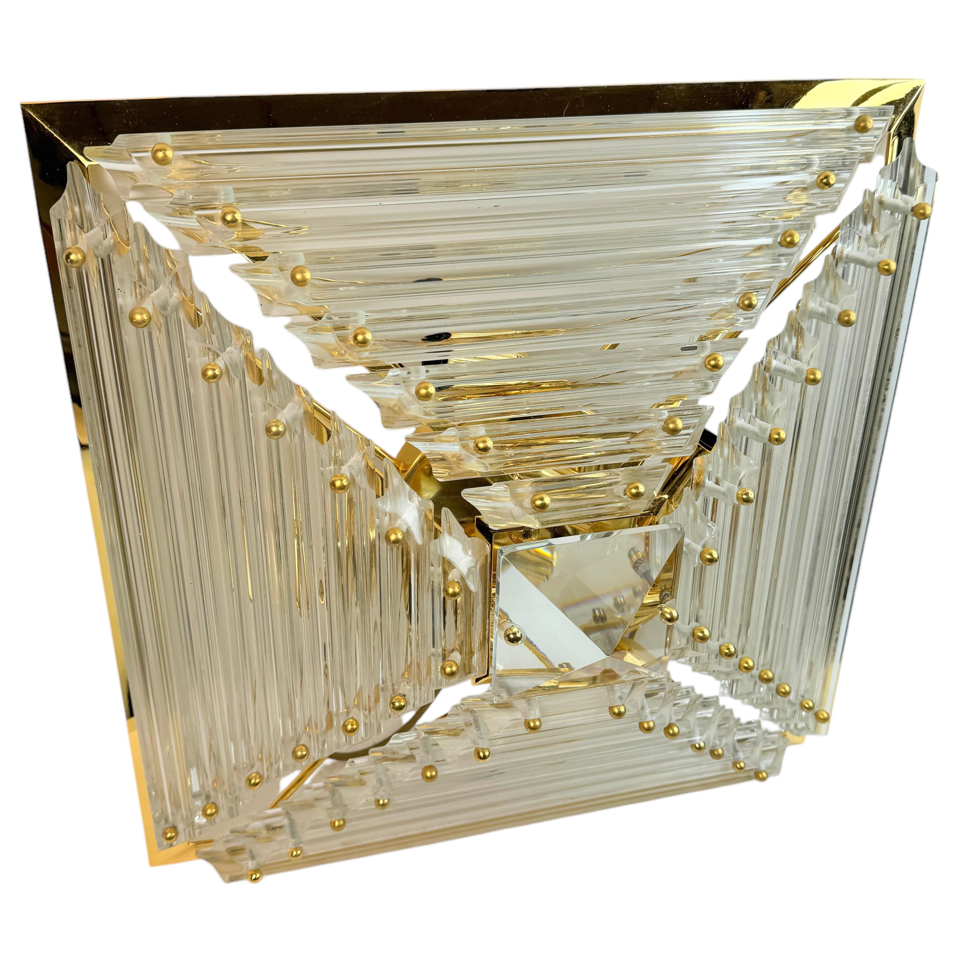 Fin du 20e siècle Magnifique lustre pyramide en verre de Murano à 6 lumières, Venini 1970 en vente