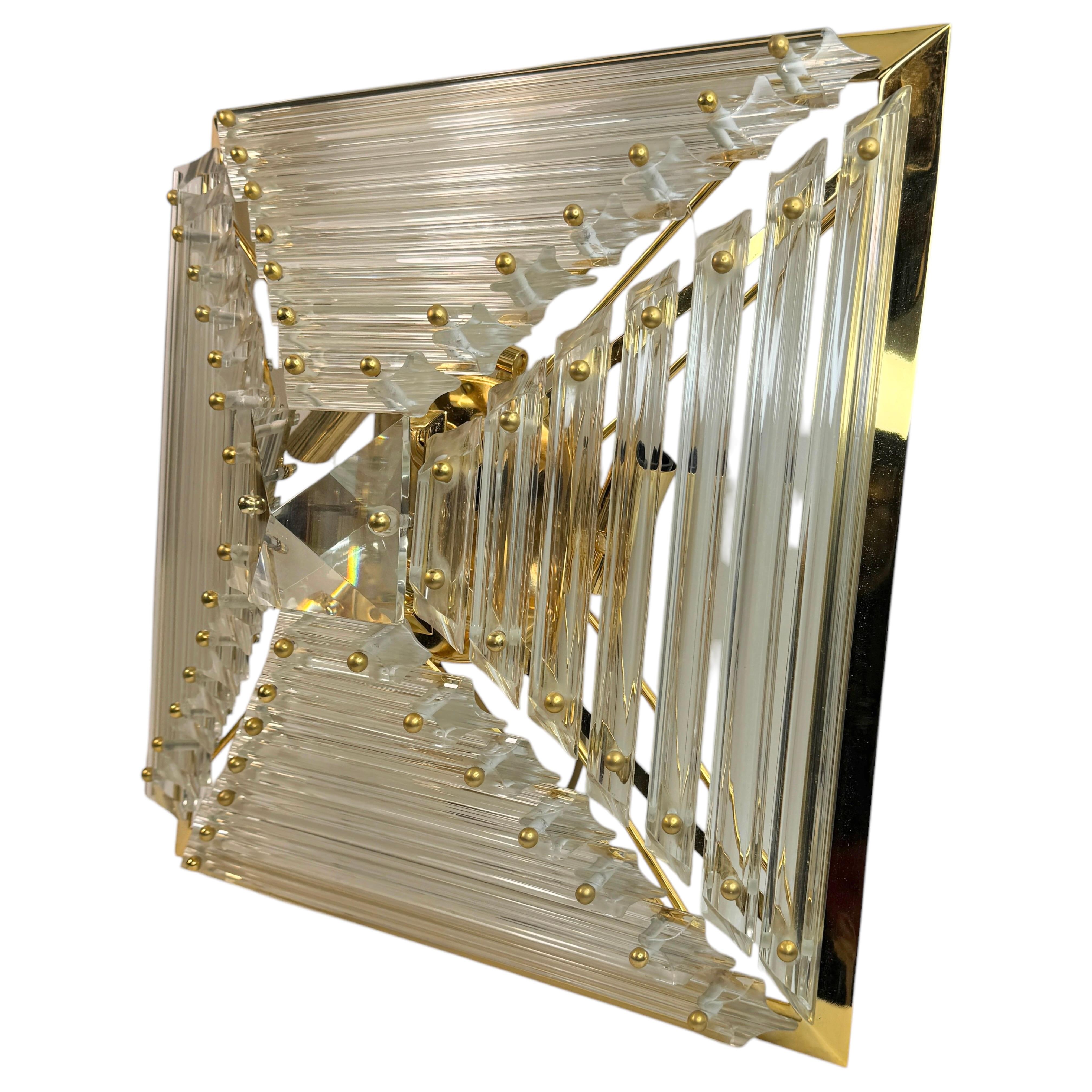 Magnifique lustre pyramide en verre de Murano à 6 lumières, Venini 1970 en vente 1