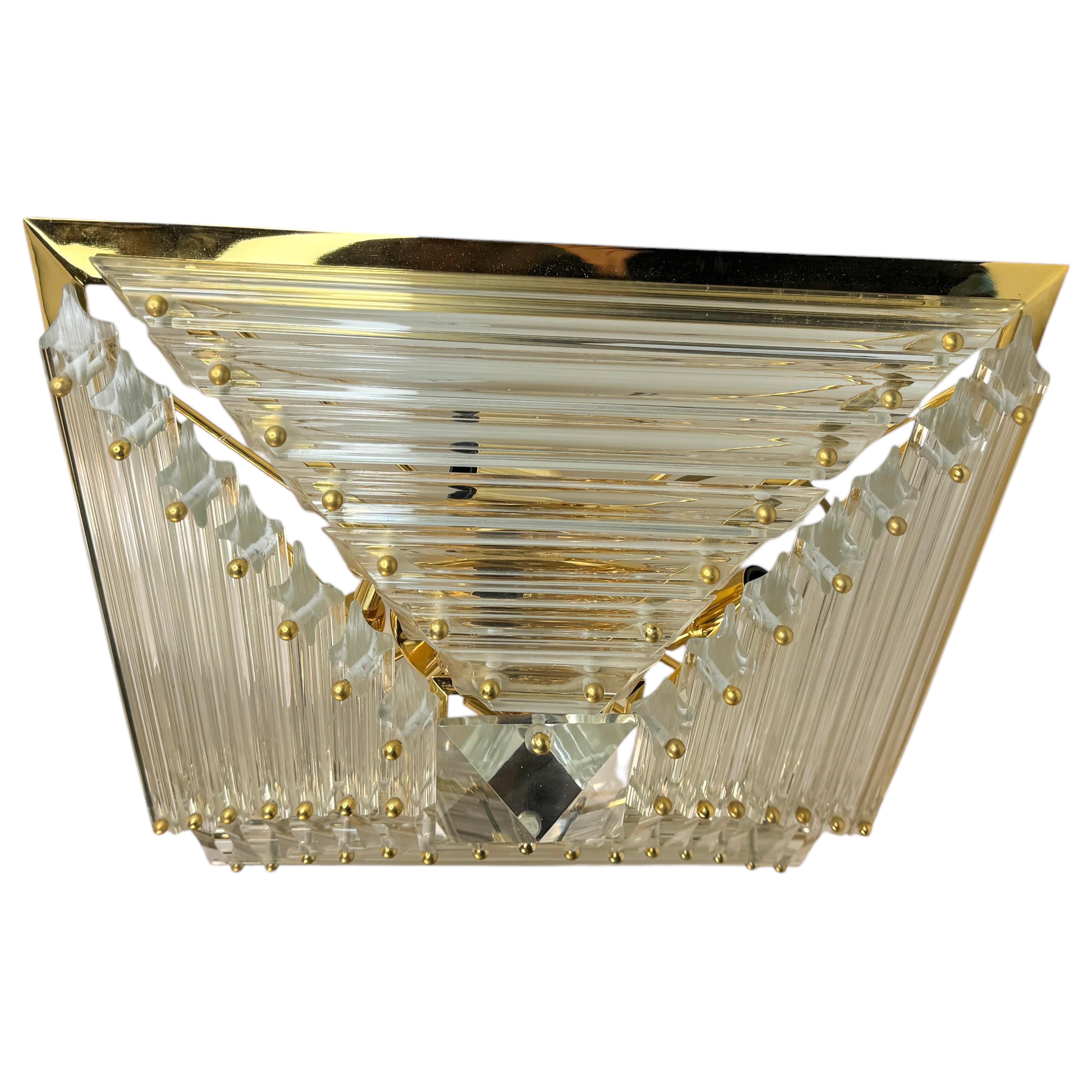 Magnifique lustre pyramide en verre de Murano à 6 lumières, Venini 1970 en vente 2