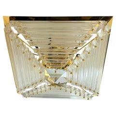 Beautiful 6 Light Murano Glass Flush Mount Pyramid Chandelier, Venini 1970s