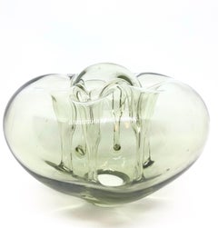 Magnifique vase en verre objet organique "Ikebana" à 6 tubes par Dragan Drobnjak 1970