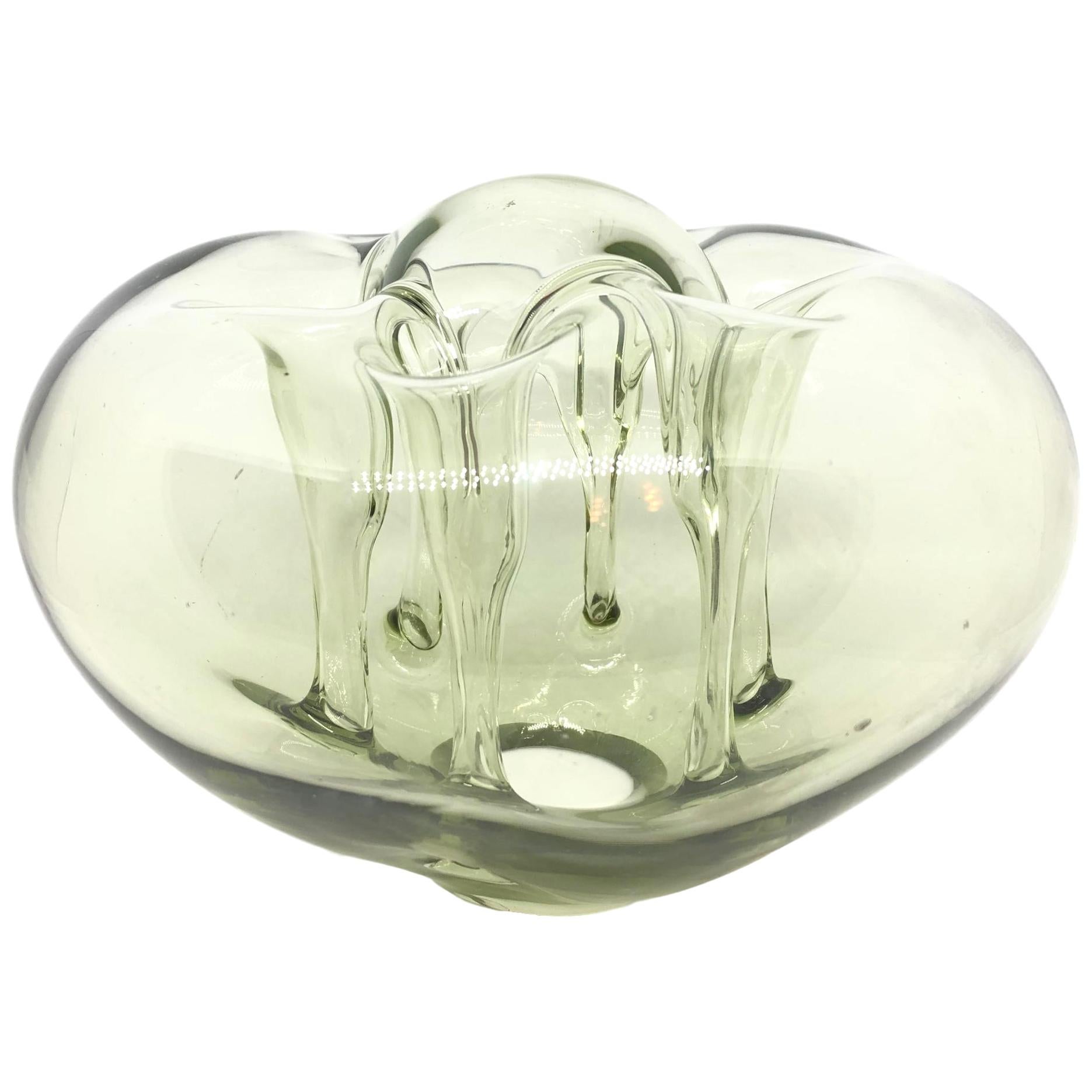 Beautiful 6 Tube Organic „Ikebana“ Object Glass Vase by Dragan Drobnjak 1970s
