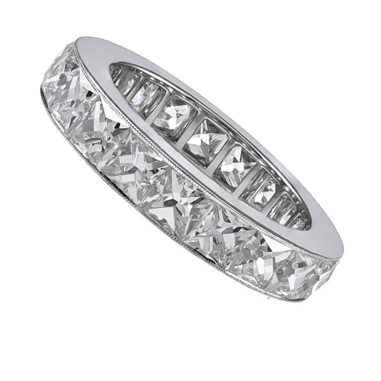 Art Deco Sophia D. 6.38 All Diamond French Cut Eternity Platinum Ring Band For Sale