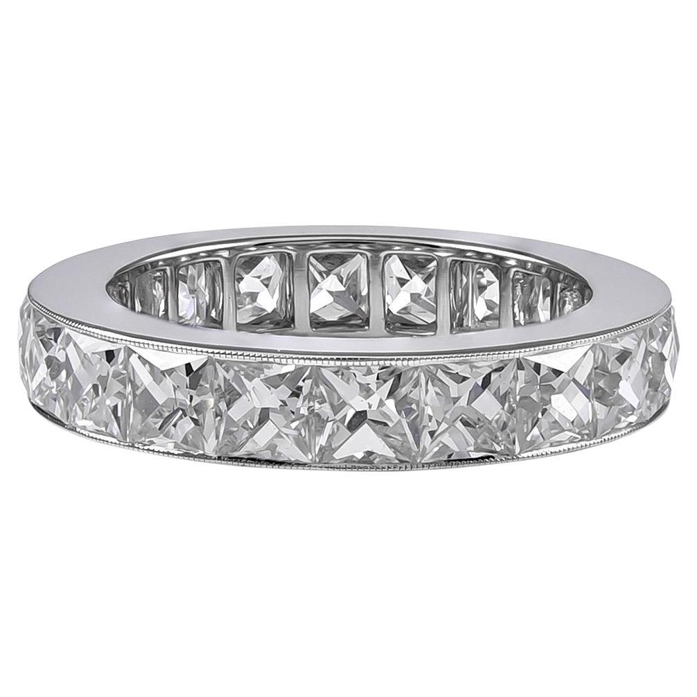 Sophia D. 6.38 All Diamond French Cut Eternity Platinum Ring Band For Sale