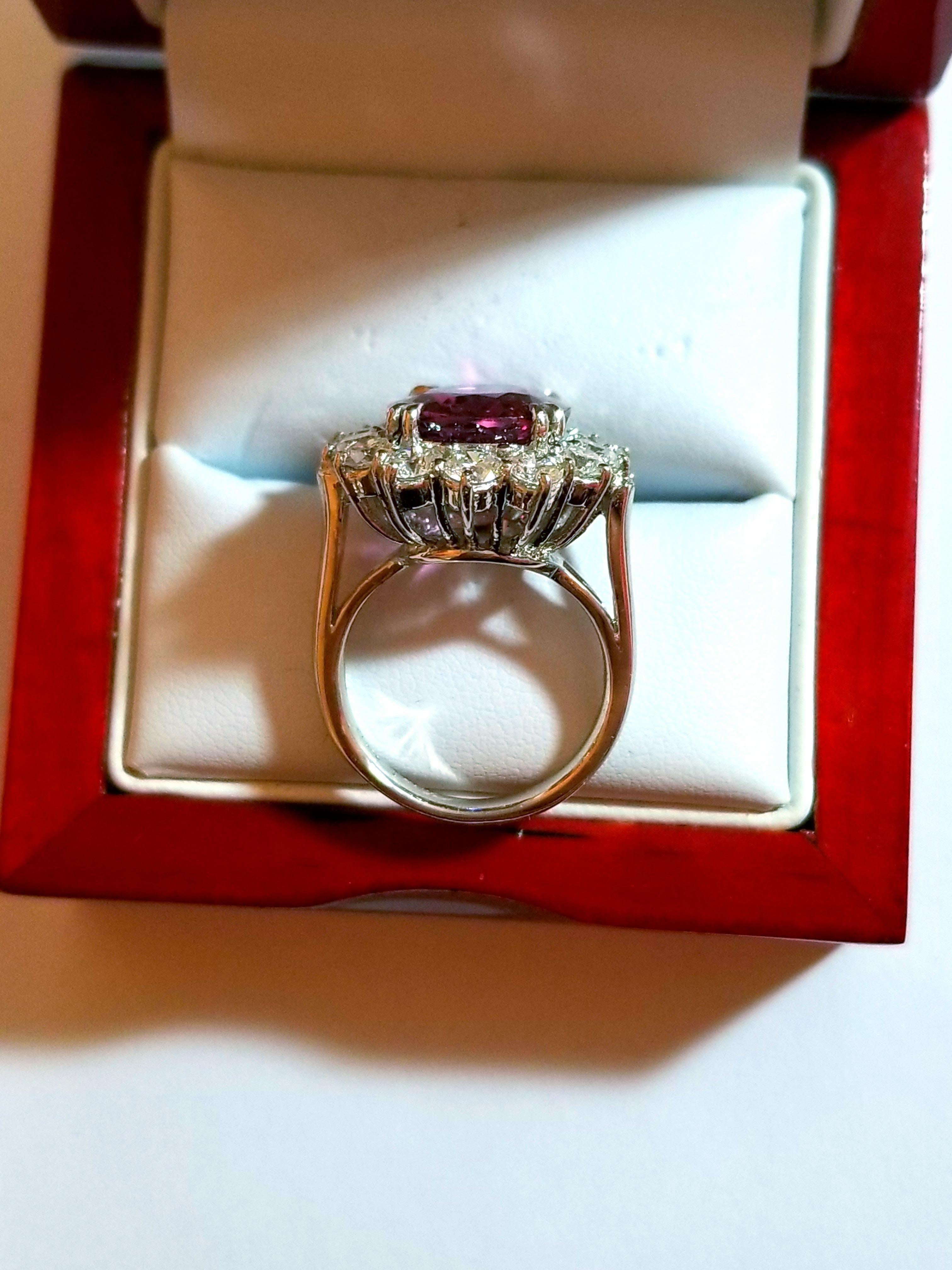  NEW Cert 6.77CT Unheated Natural Vivid Hot Pink Spinel Diamond Ring in Platinum For Sale 3