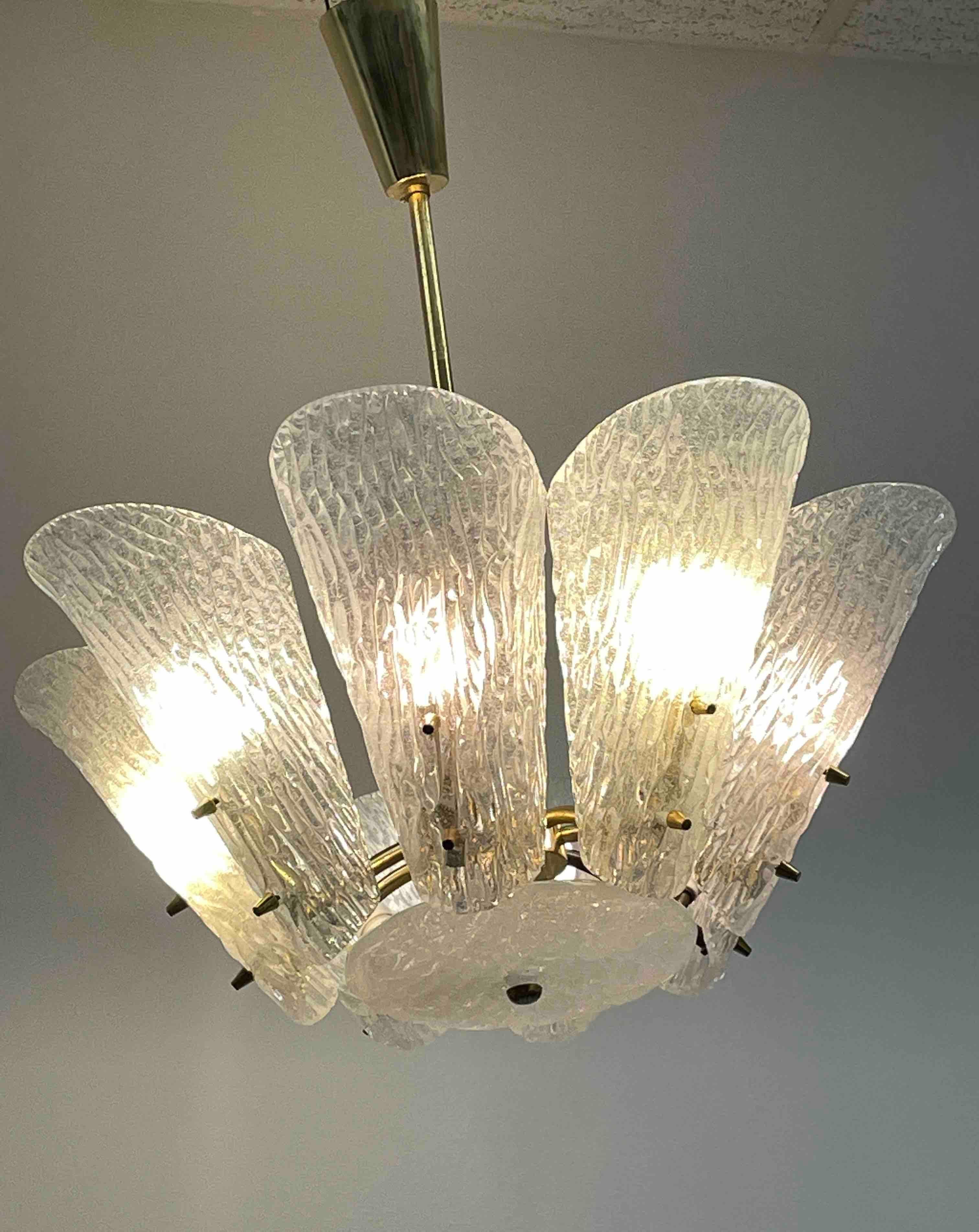 Beautiful 8 Light Kalmar Ice Glass Chandelier, Austria, 1950s 6