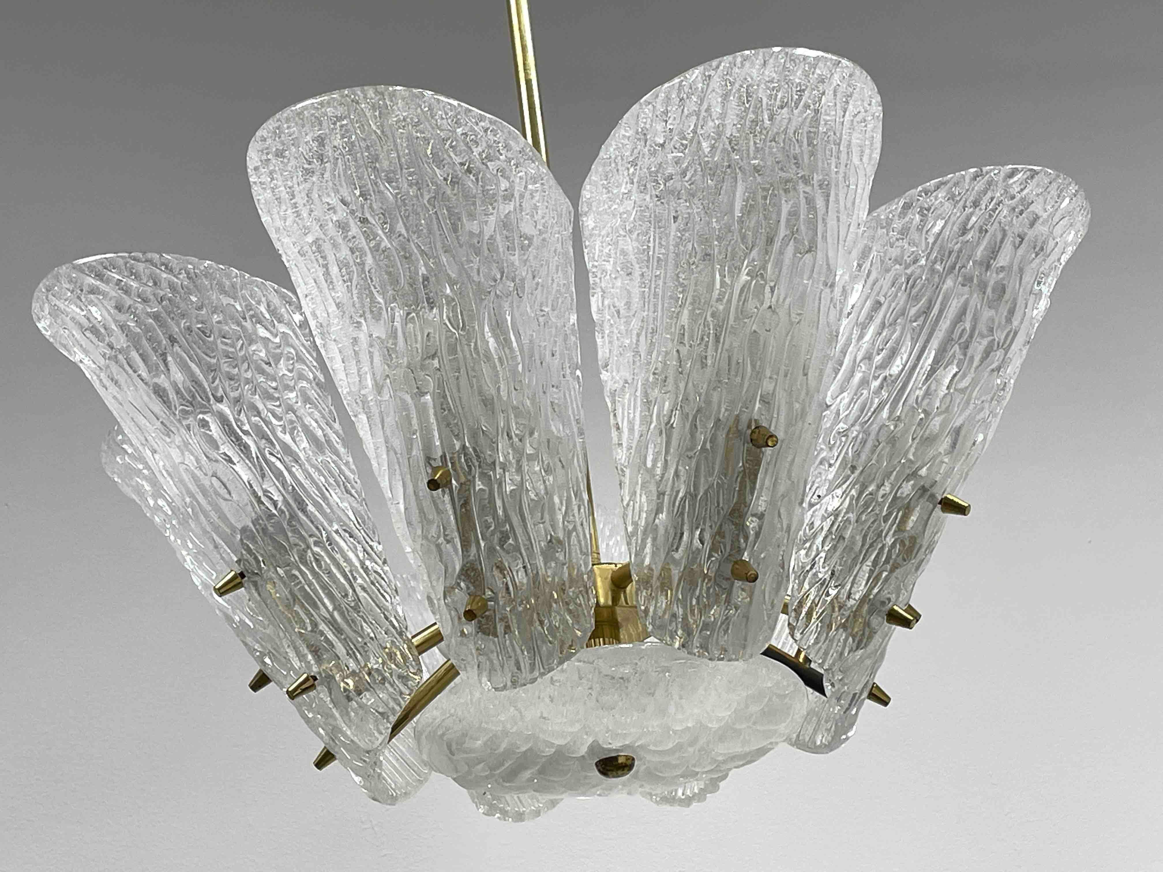 Austrian Beautiful 8 Light Kalmar Ice Glass Chandelier, Austria, 1950s