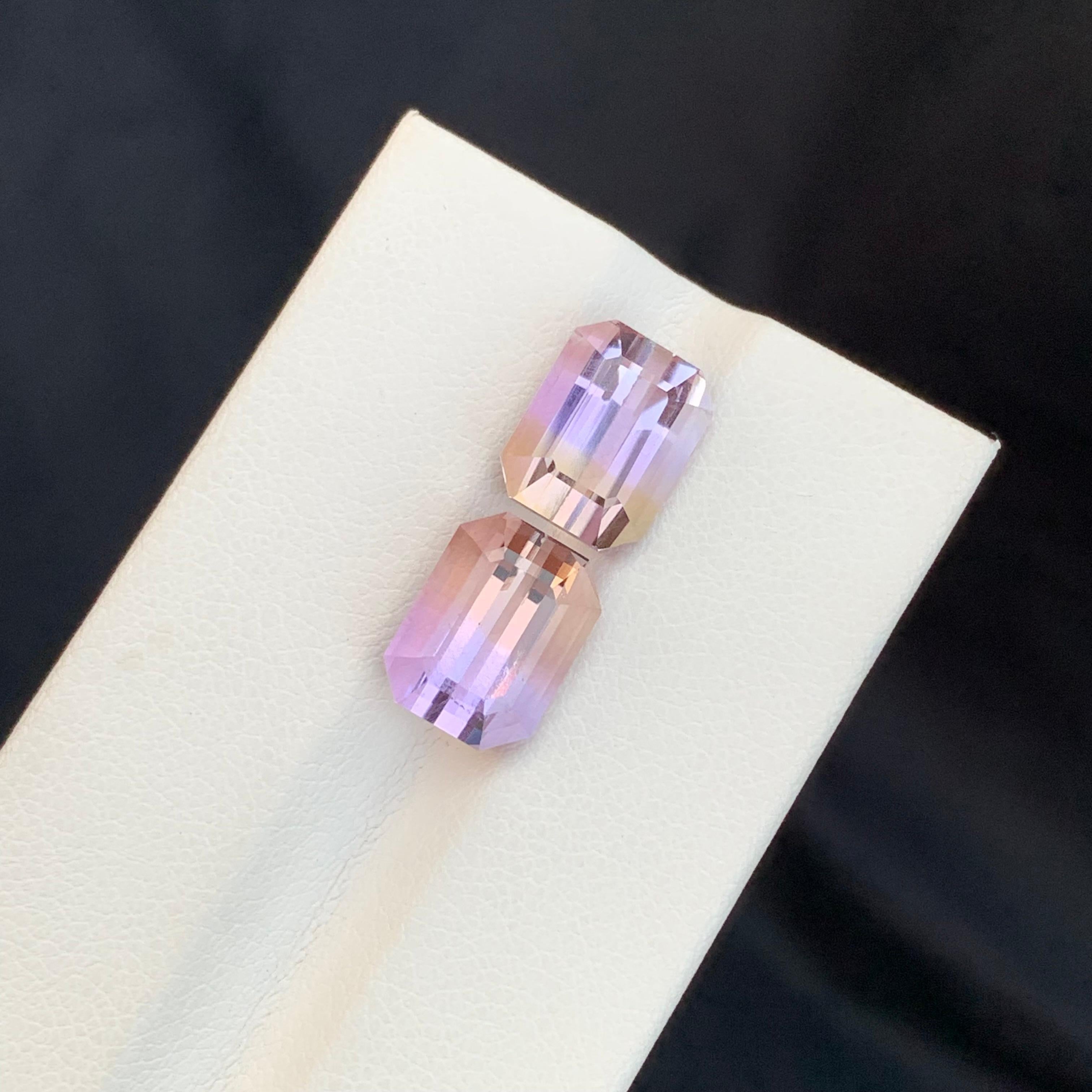 Schöne 8,50 Karat Dual lose Ametrine Smaragd Form Edelstein für Ohrringe (Arts and Crafts) im Angebot