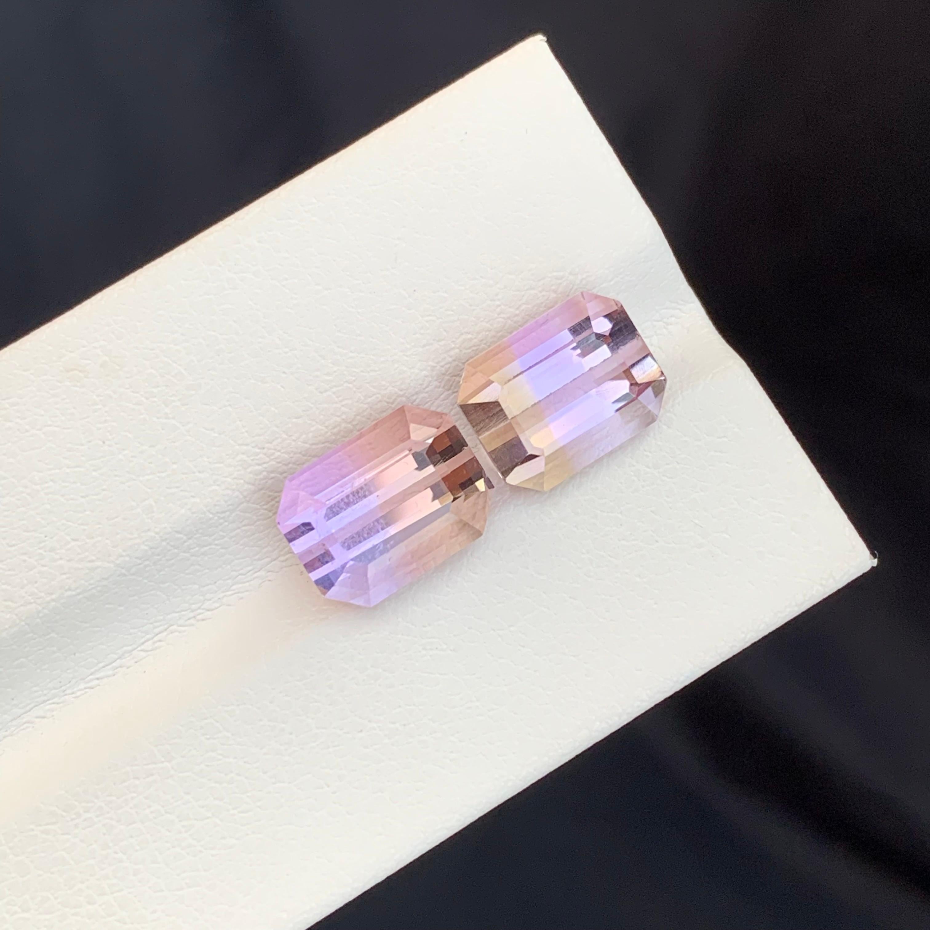 Schöne 8,50 Karat Dual lose Ametrine Smaragd Form Edelstein für Ohrringe (Smaragdschliff) im Angebot