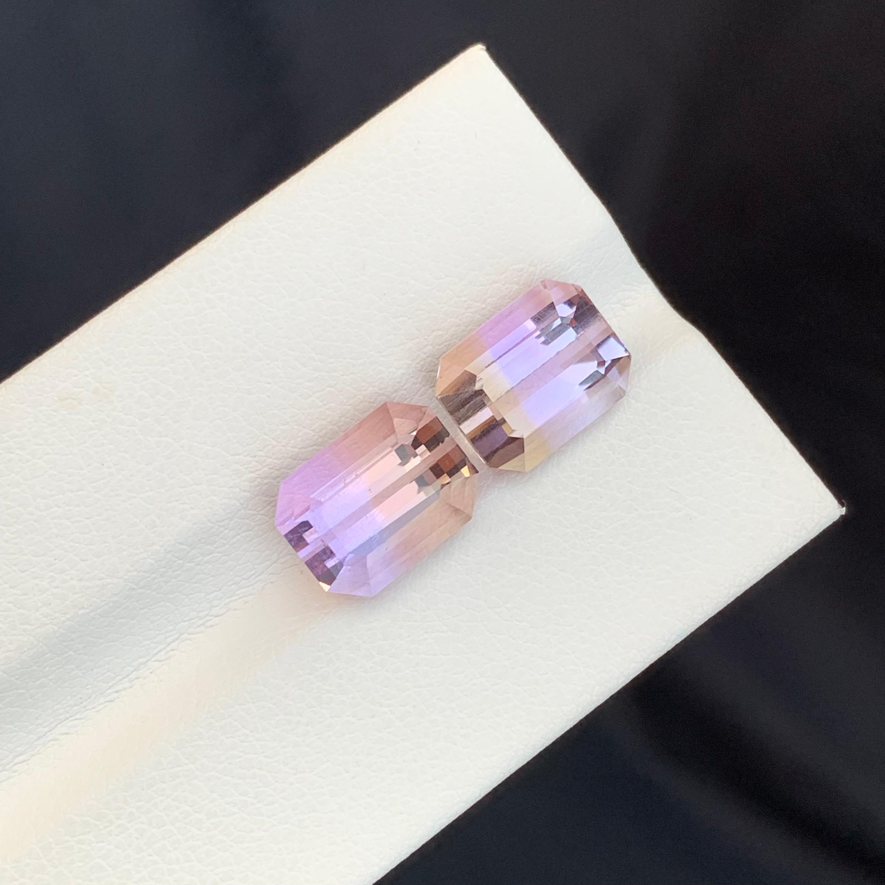 Schöne 8,50 Karat Dual lose Ametrine Smaragd Form Edelstein für Ohrringe für Damen oder Herren im Angebot