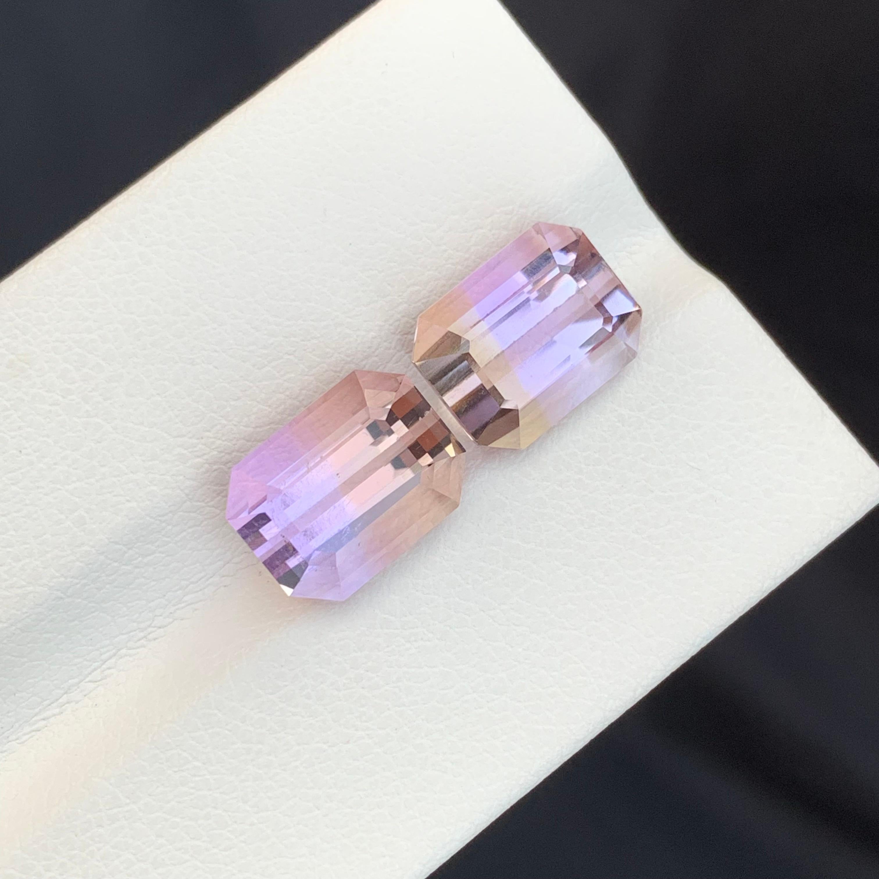 Schöne 8,50 Karat Dual lose Ametrine Smaragd Form Edelstein für Ohrringe im Angebot 1