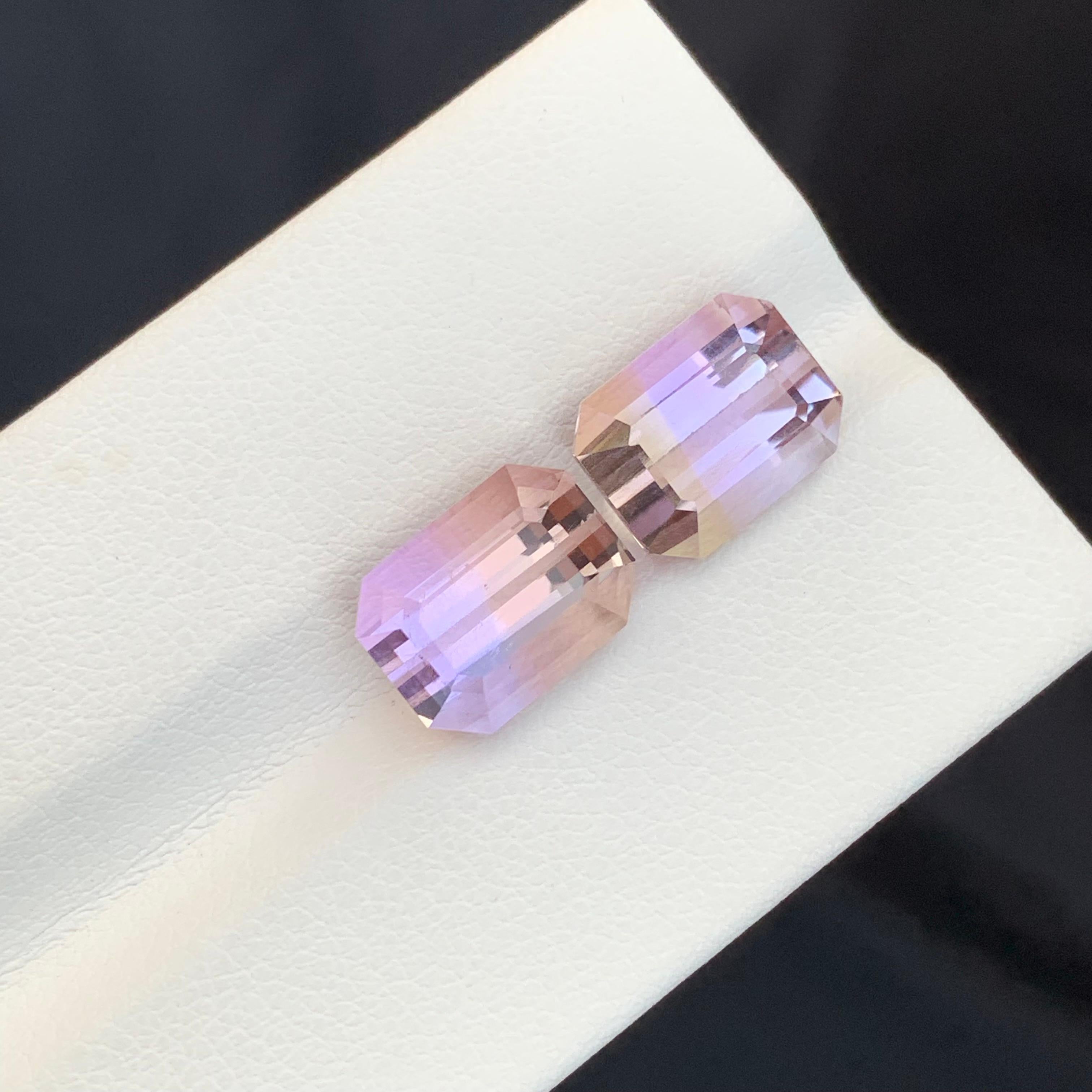 Schöne 8,50 Karat Dual lose Ametrine Smaragd Form Edelstein für Ohrringe im Angebot 2