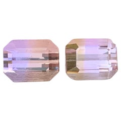 Beautiful 8.50 Carat Dual Loose Ametrine Emerald Shape Gem For Earrings