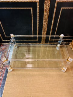 Beautiful Acrylic Couch Table with Gold Painting Glass Made in Italy