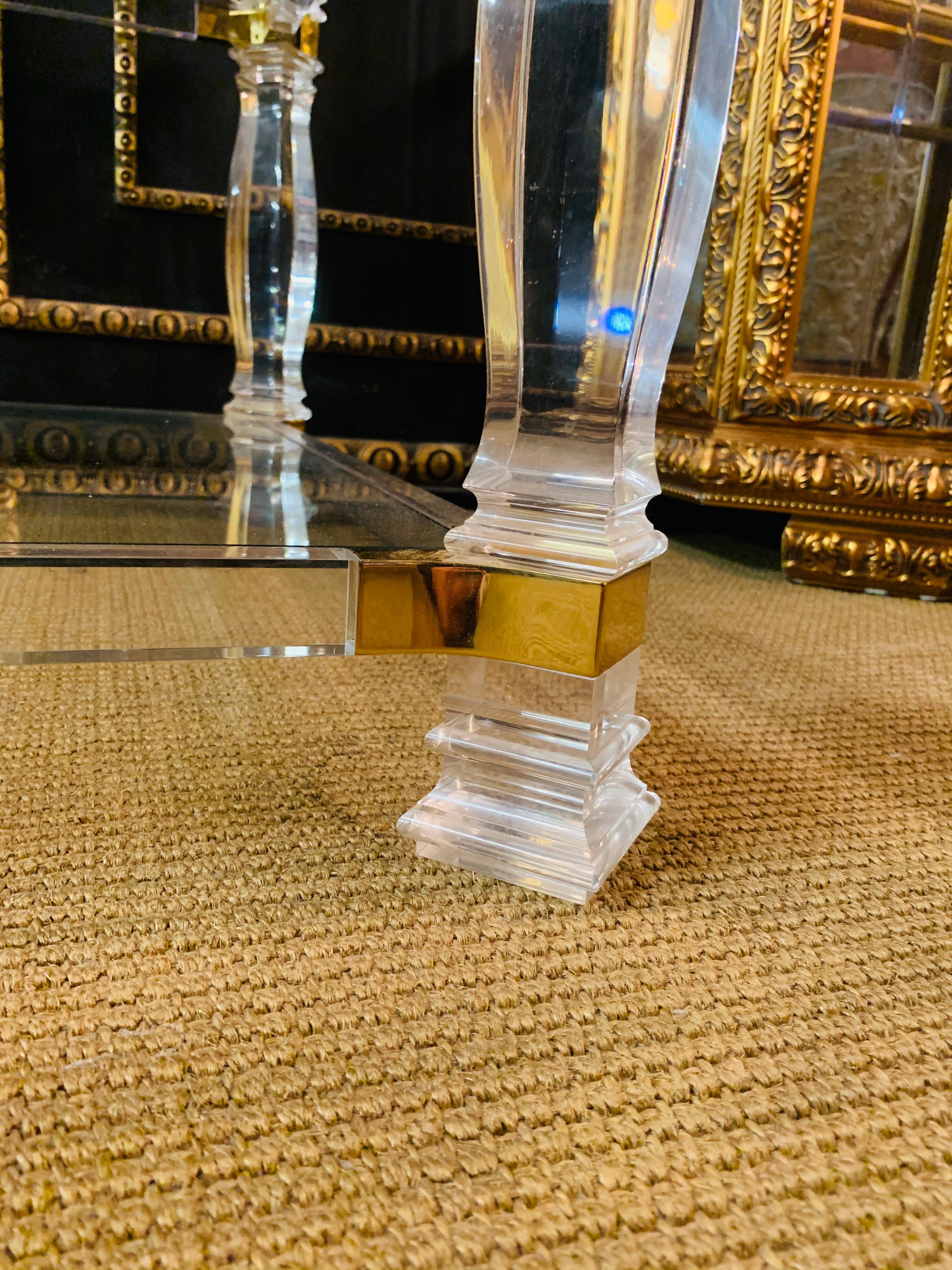 Beautiful Acrylic Couch Table with Gold Painting Glass Made in Italy For Sale 1