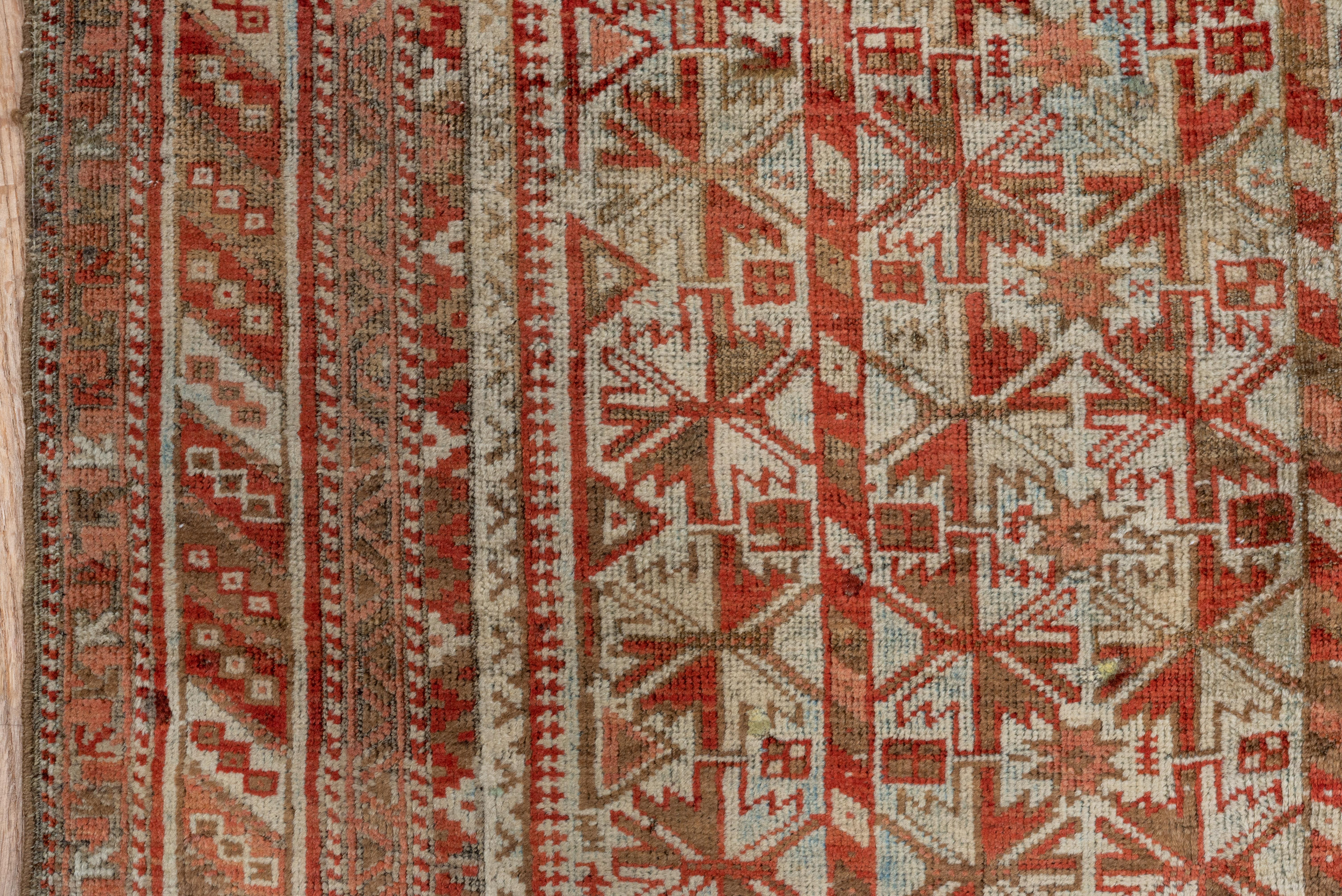 Tribal Beautiful Afghan Belouch Prayer Rug, Red, Seaform & Brown Tones, circa 1920s For Sale