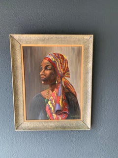 Bella donna africana Olio su tavola dipinto da Elwood Fries