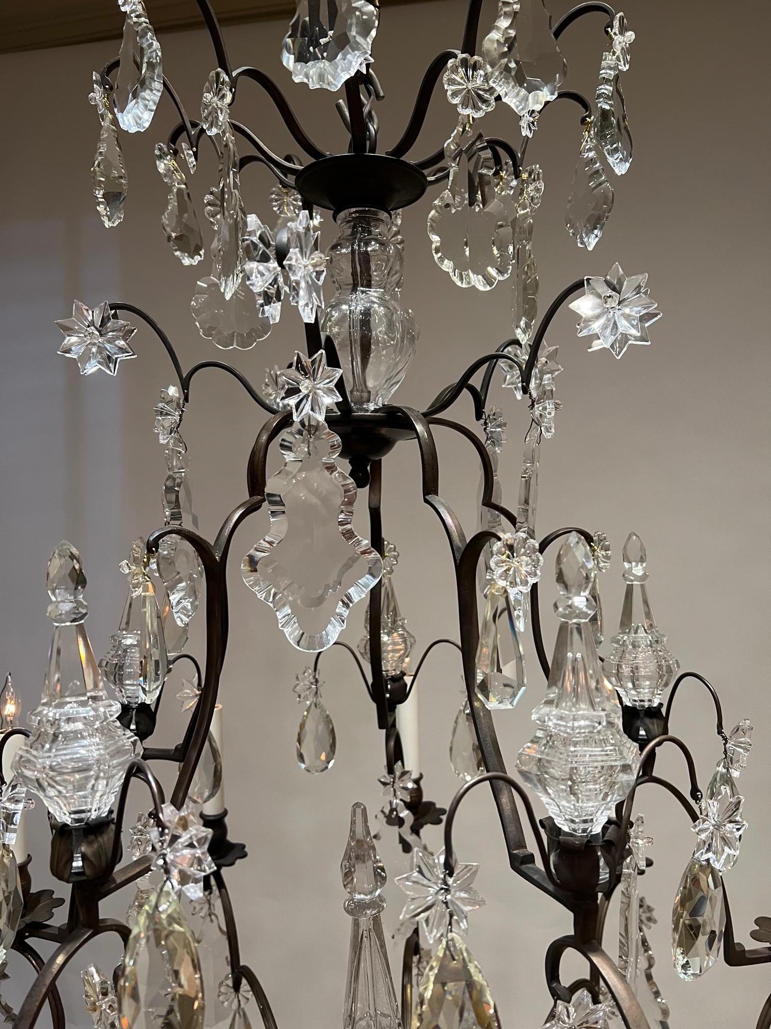 Beautiful Airy 10-Light French Bronze & Crystal Chandelier 1