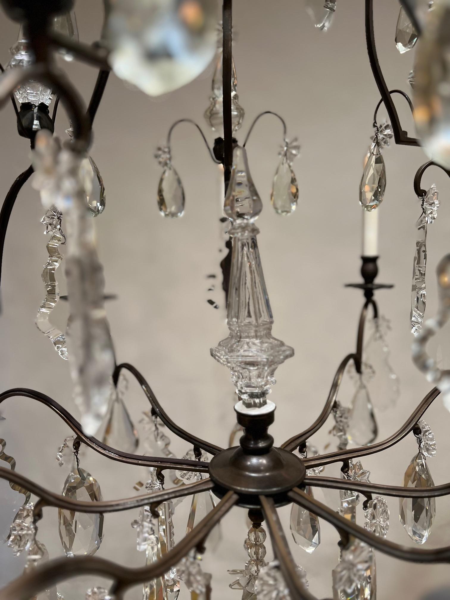 Beautiful Airy 10-Light French Bronze & Crystal Chandelier 2