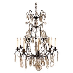 Beautiful Airy 10-Light French Bronze & Crystal Chandelier
