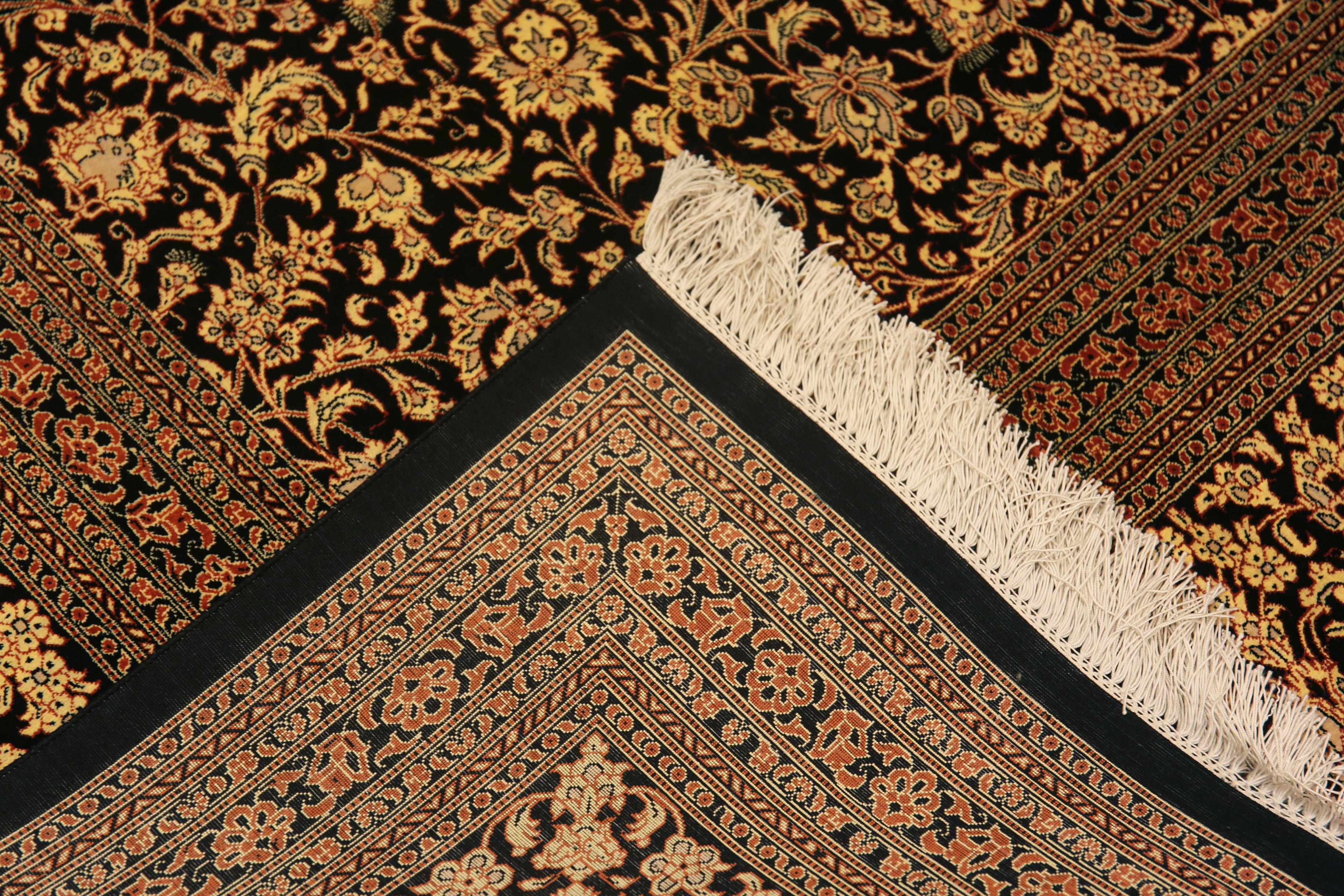 Seta Bellissimo Tappeto Qum in seta persiana vintage, floreale e lussuoso, 9'9