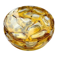 Beautiful Amber & Clear Glass Flush Mount by Doria Leuchten, Germany, 1960s