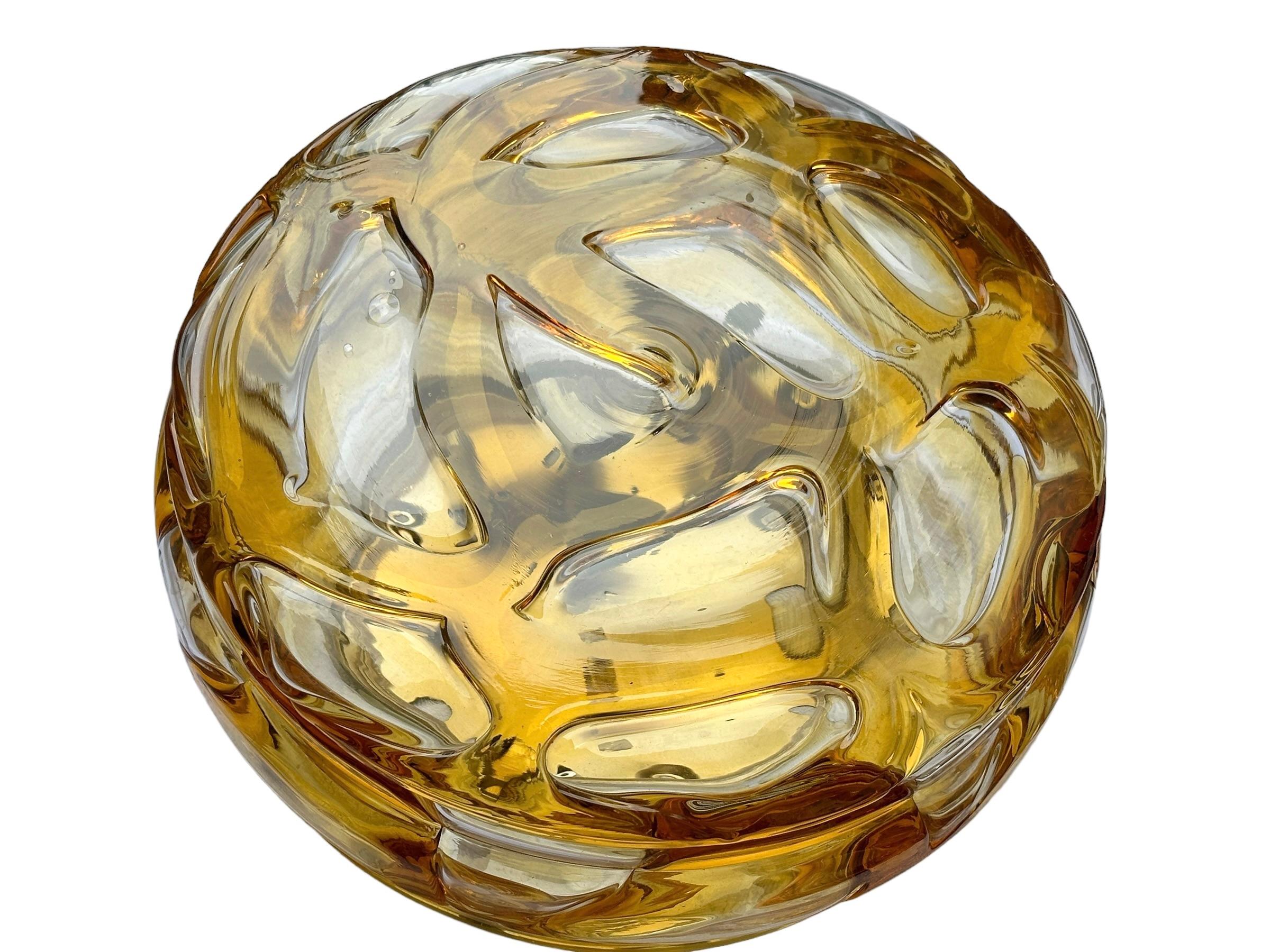 Beautiful Amber & Clear Glass Flush Mount by Doria Leuchten, Germany, 1960s In Good Condition For Sale In Nuernberg, DE