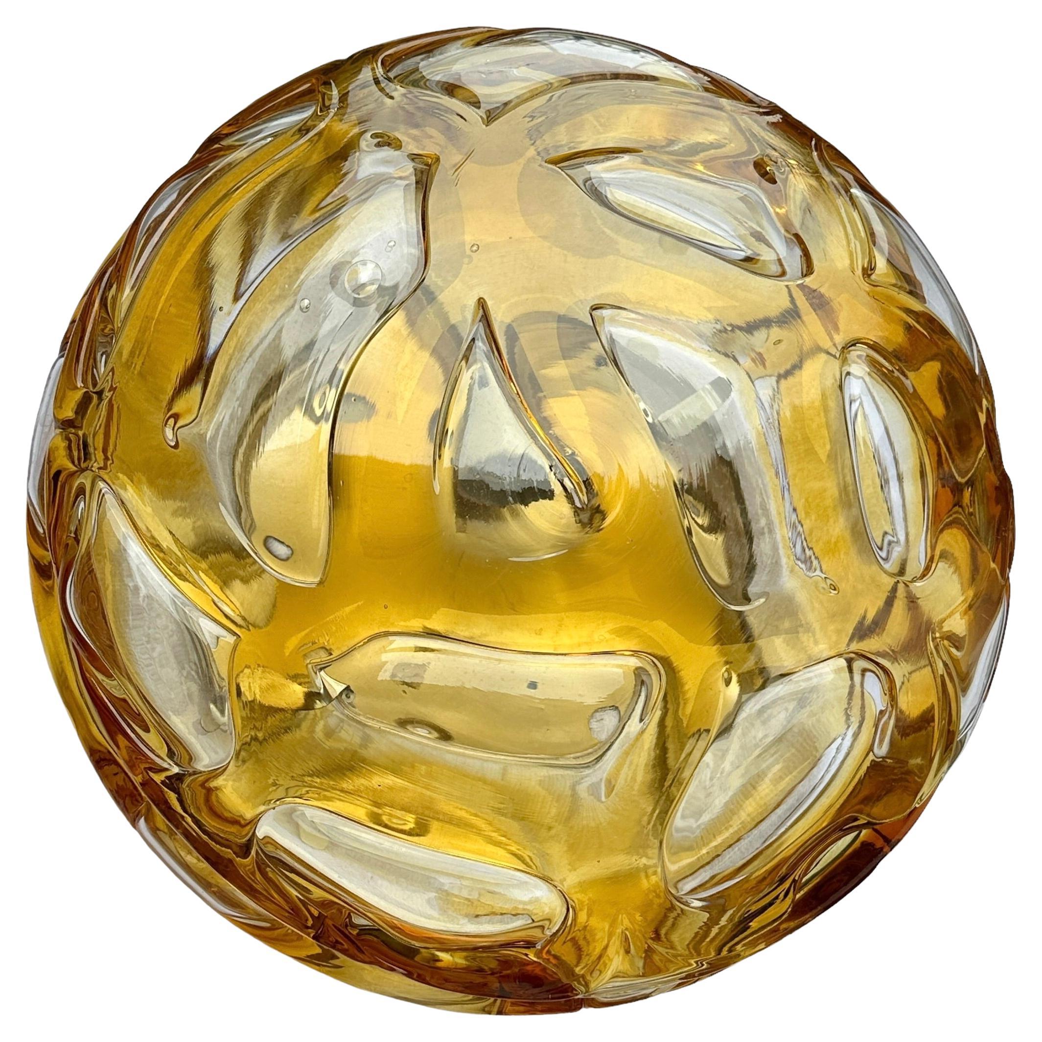 Beautiful Amber & Clear Glass Flush Mount by Doria Leuchten, Germany, 1960s For Sale