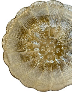 beautiful Amber Glass Round Flower Shape Flush Mount, Germany, 1960s