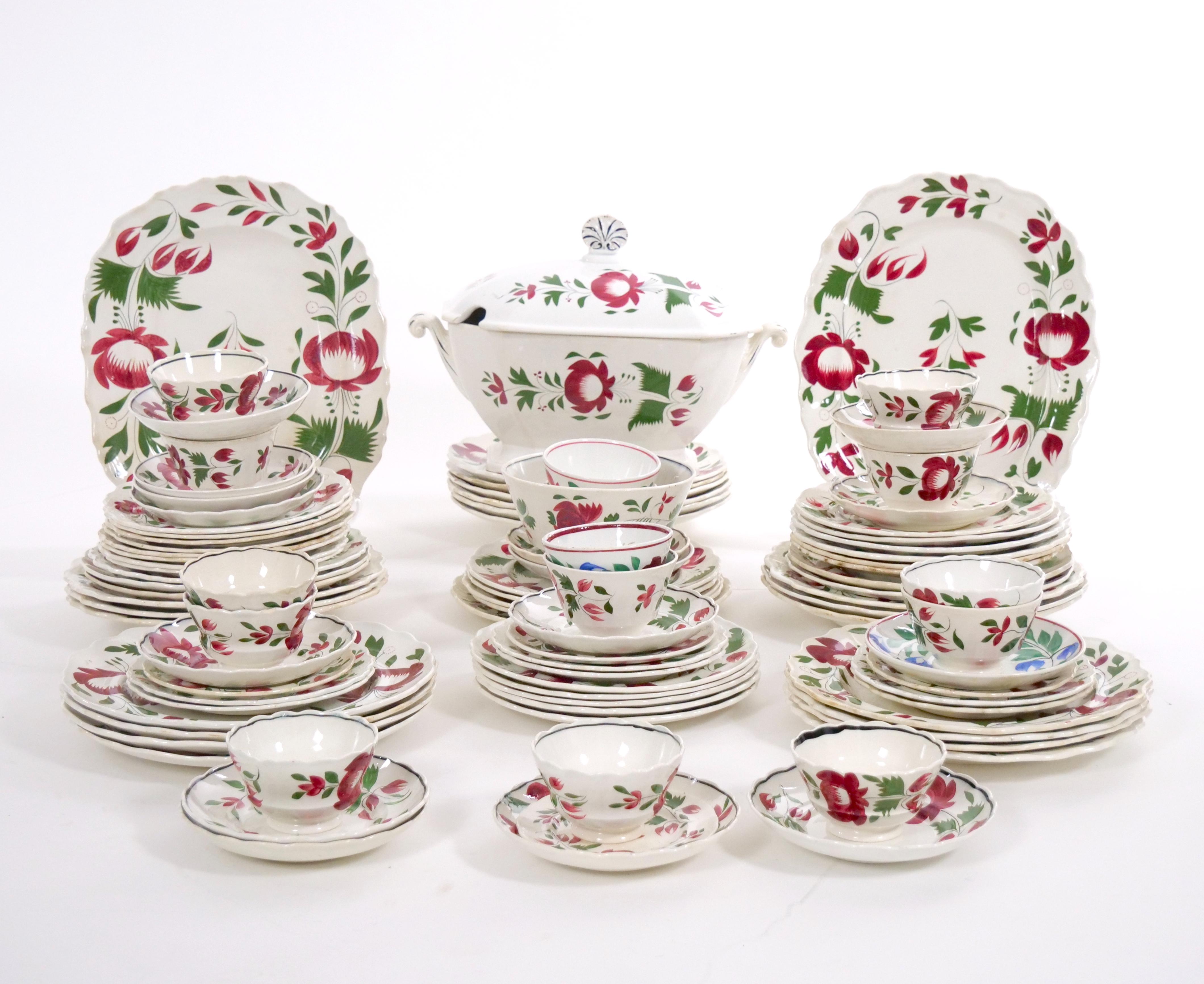 Beautiful American Adams Rose ironstone dinnerware Set For Sale 7